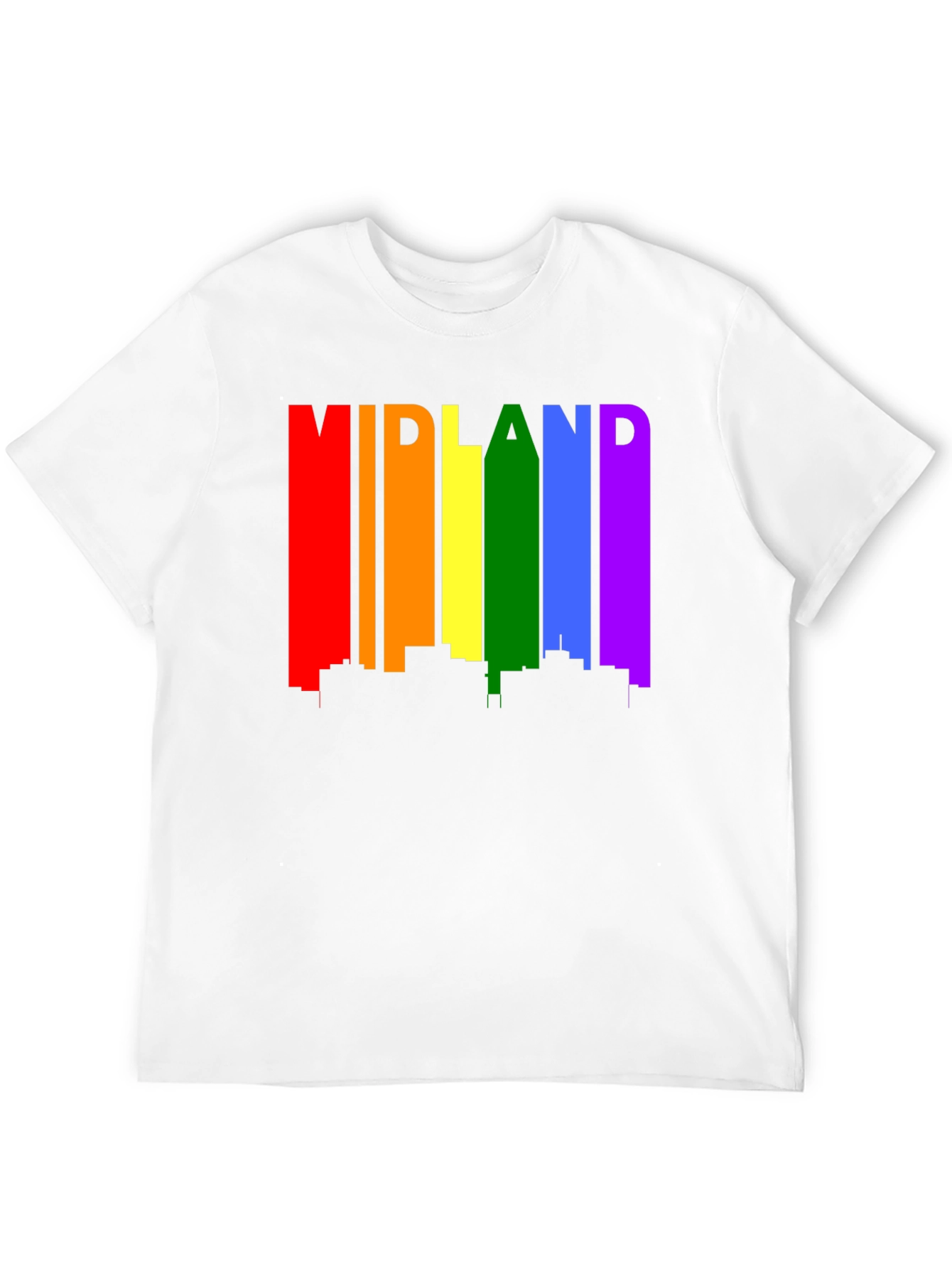 Midland Pride T-Shirt - Rainbow Cityscape Tee