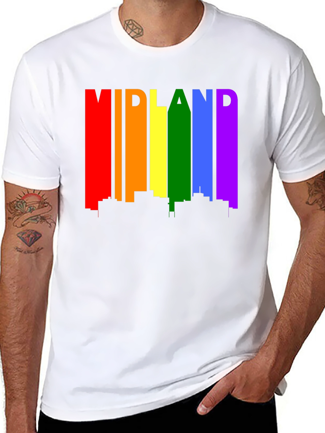 Midland Pride T-Shirt - Rainbow Cityscape Tee