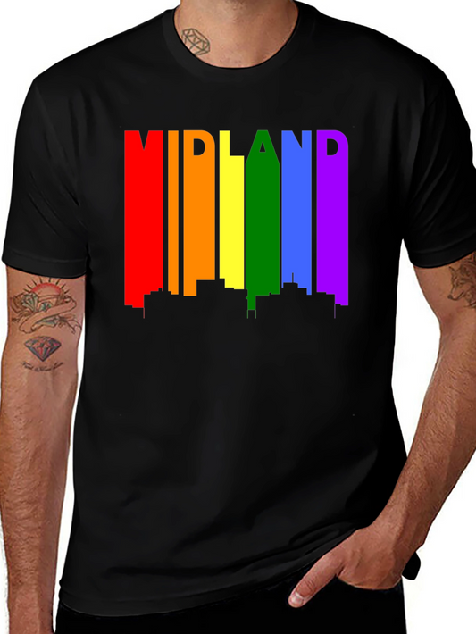 Midland Pride T-Shirt - Rainbow Cityscape Tee
