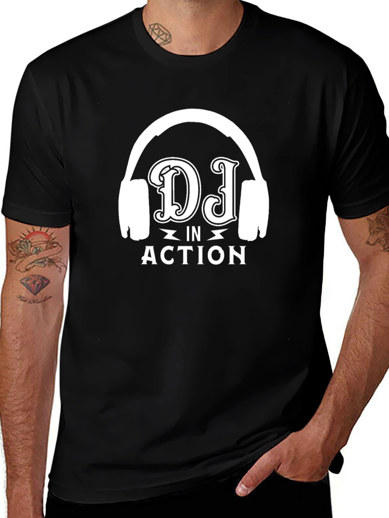 DJ in Action Graphic Tee - Black