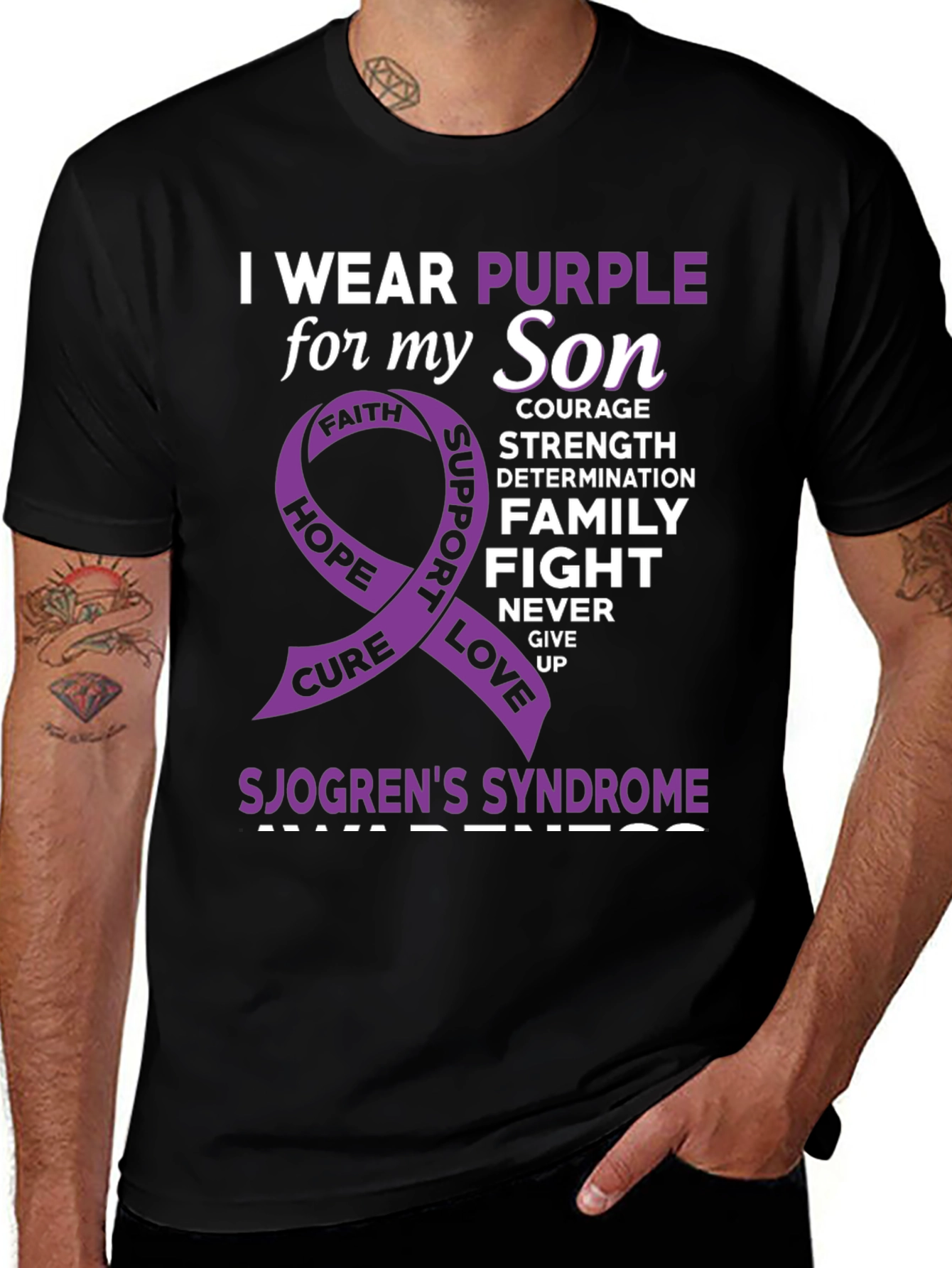 Sjogrens Syndrome Awareness Purple Ribbon T-Shirt