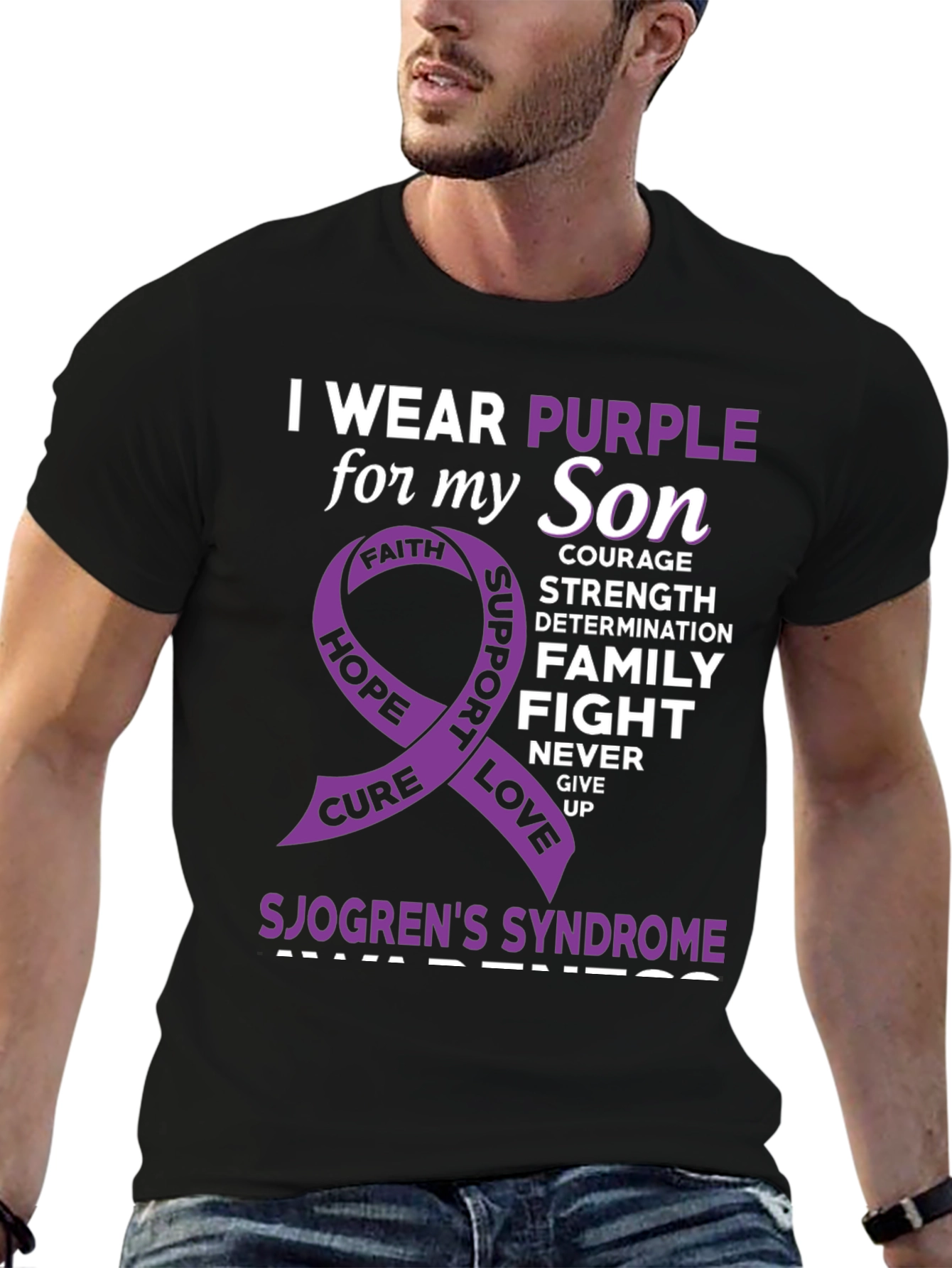 Sjogrens Syndrome Awareness Purple Ribbon T-Shirt