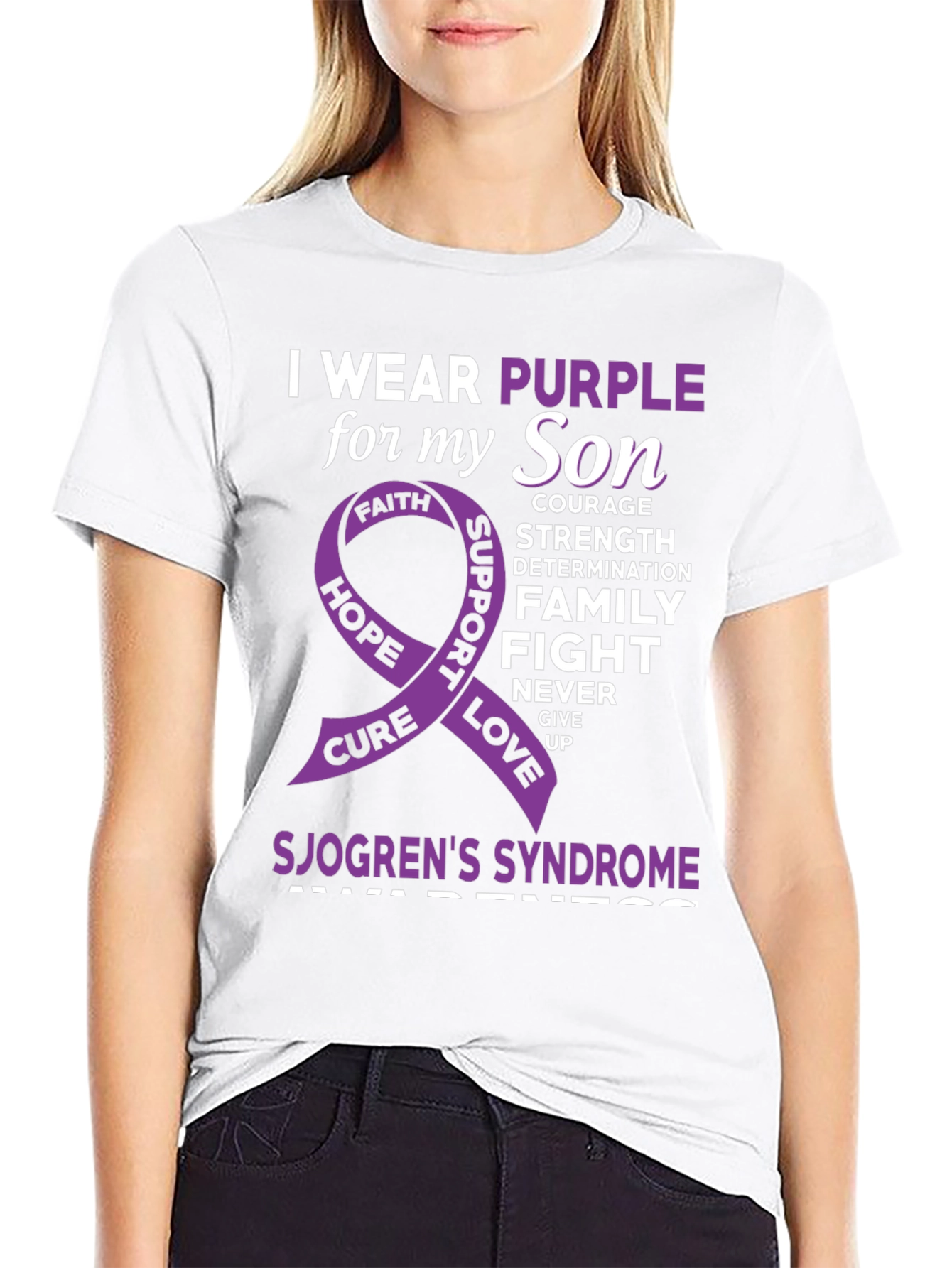 Sjogrens Syndrome Awareness Purple Ribbon T-Shirt