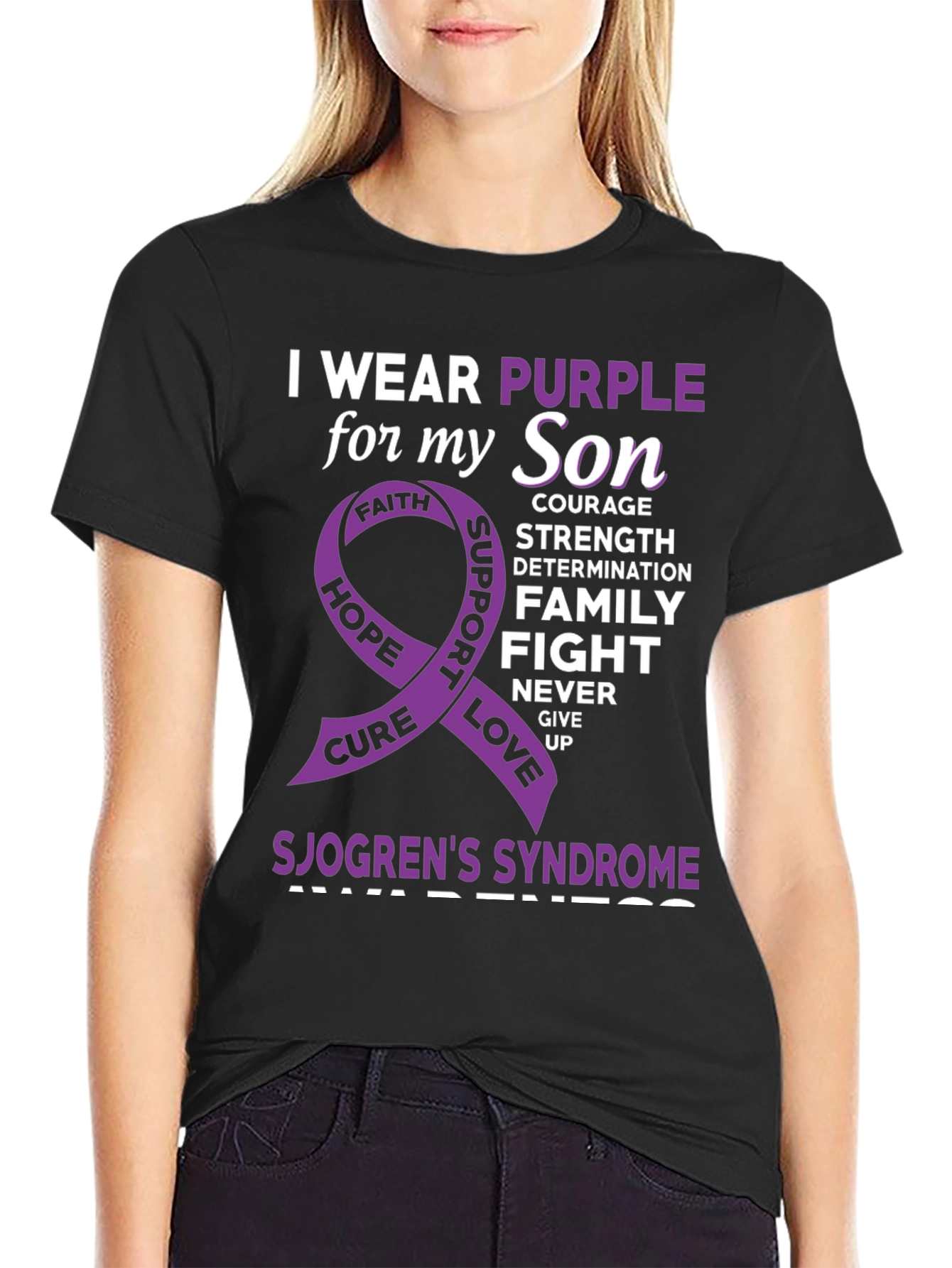 Sjogrens Syndrome Awareness Purple Ribbon T-Shirt