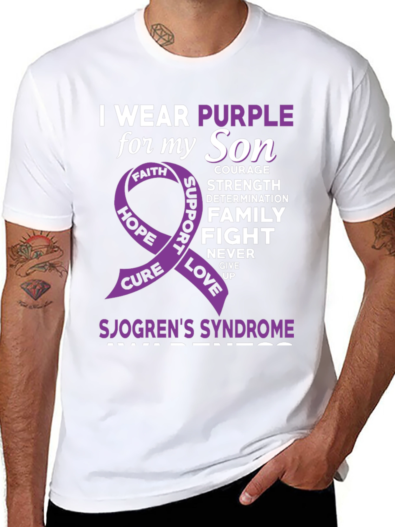 Sjogrens Syndrome Awareness Purple Ribbon T-Shirt