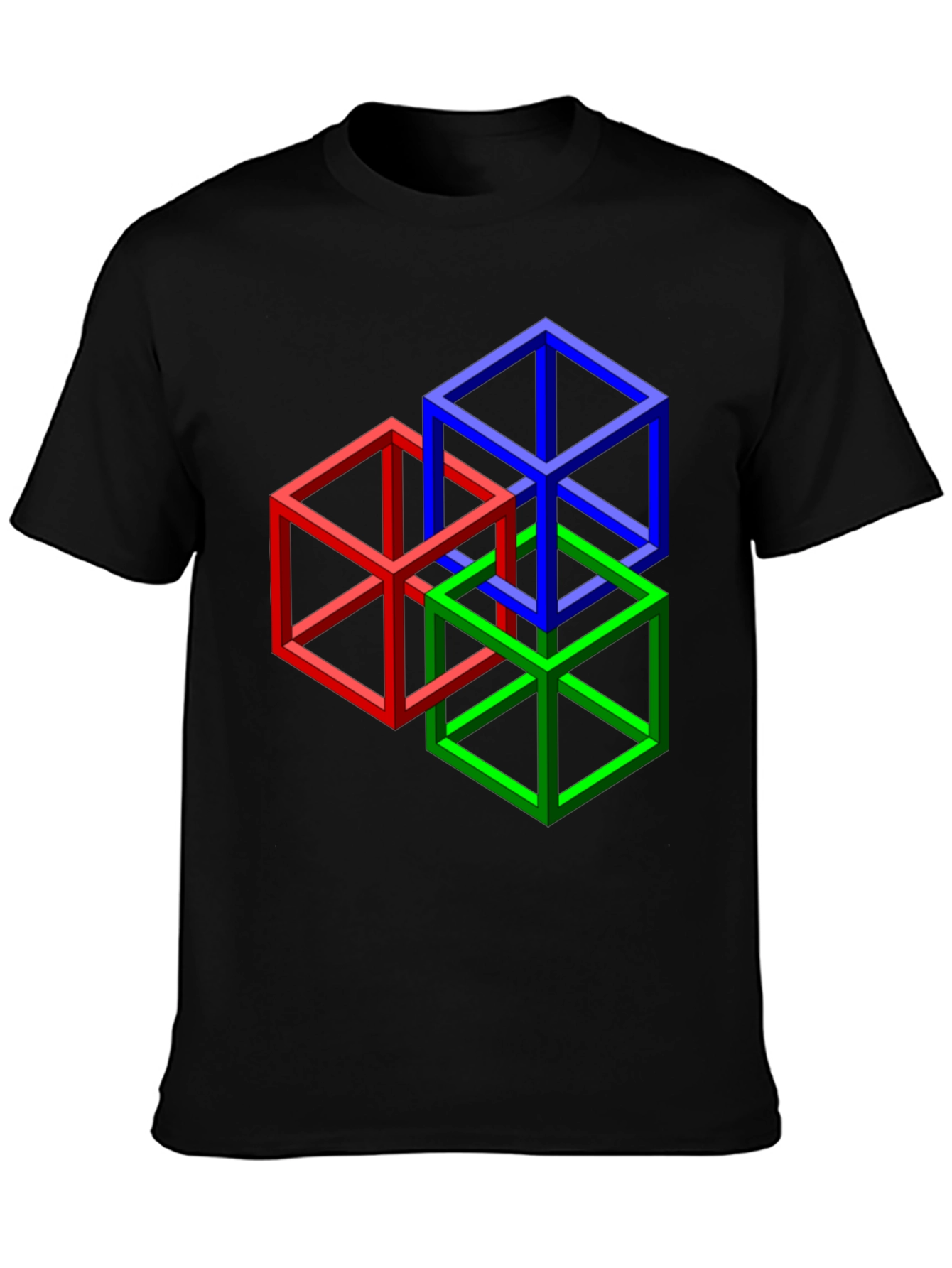 Impossible Cube Graphic Tee - Optical Illusion Art