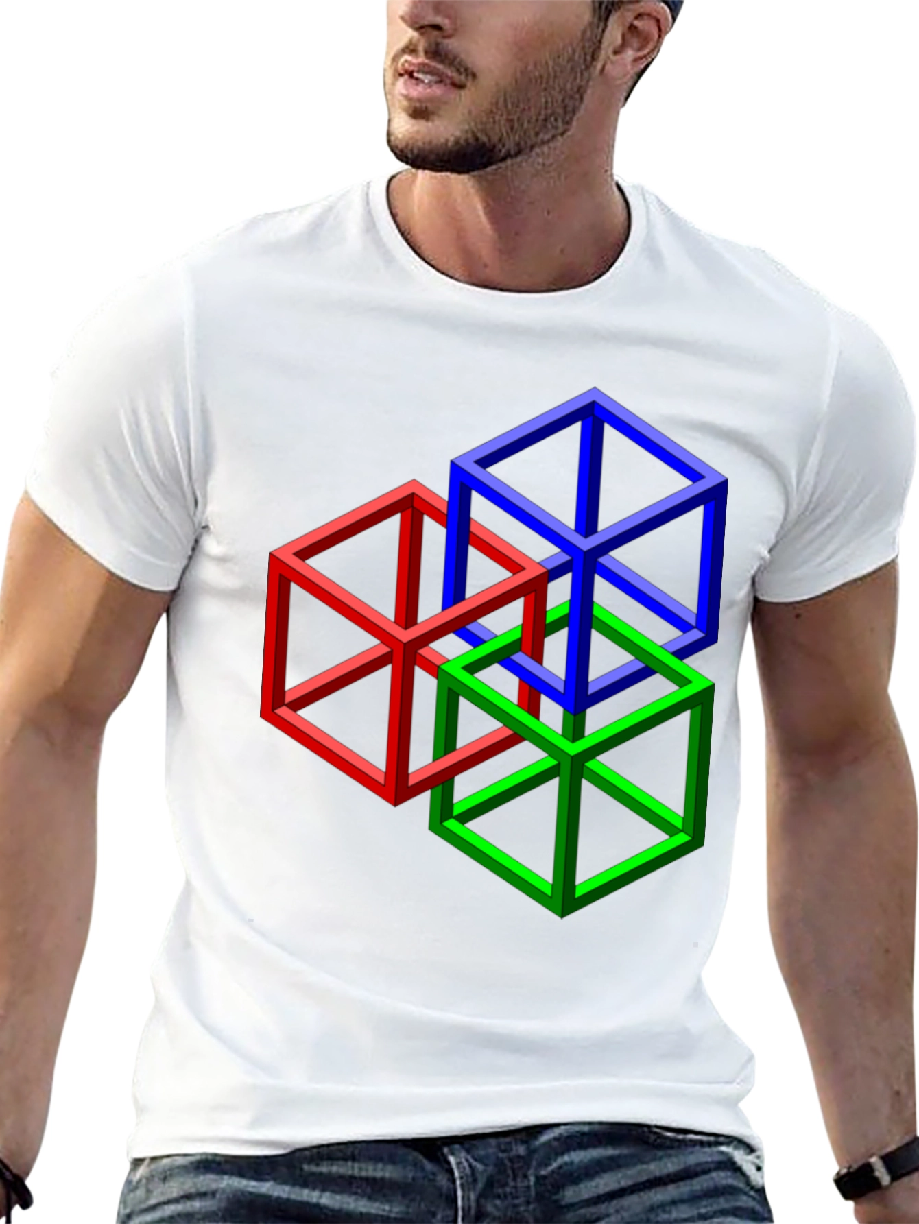 Impossible Cube Graphic Tee - Optical Illusion Art