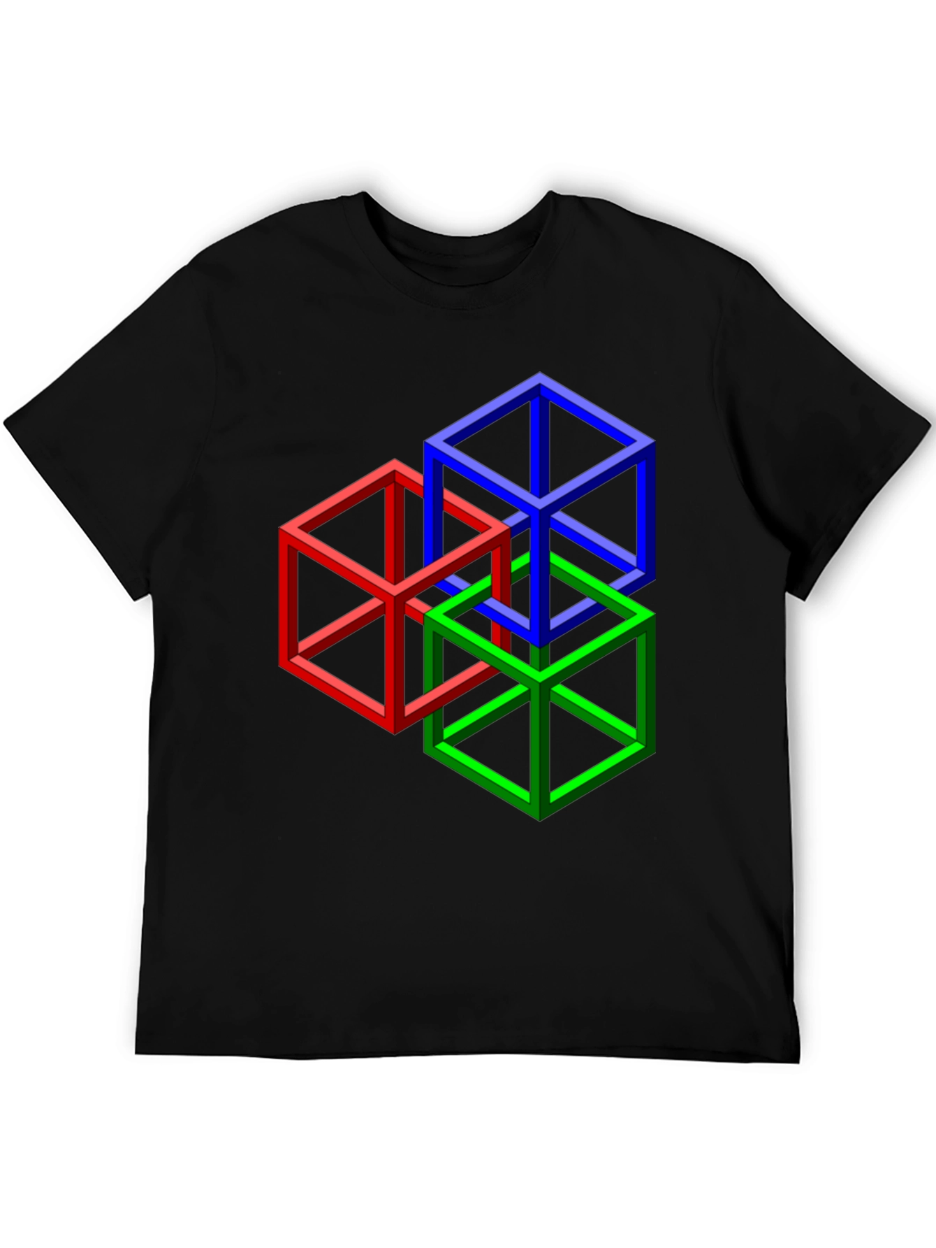Impossible Cube Graphic Tee - Optical Illusion Art