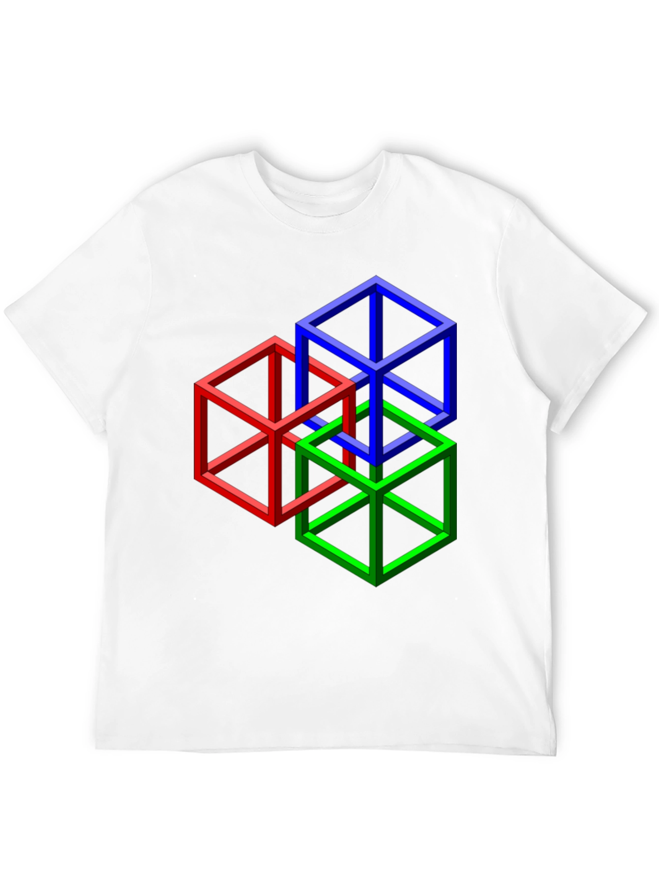 Impossible Cube Graphic Tee - Optical Illusion Art