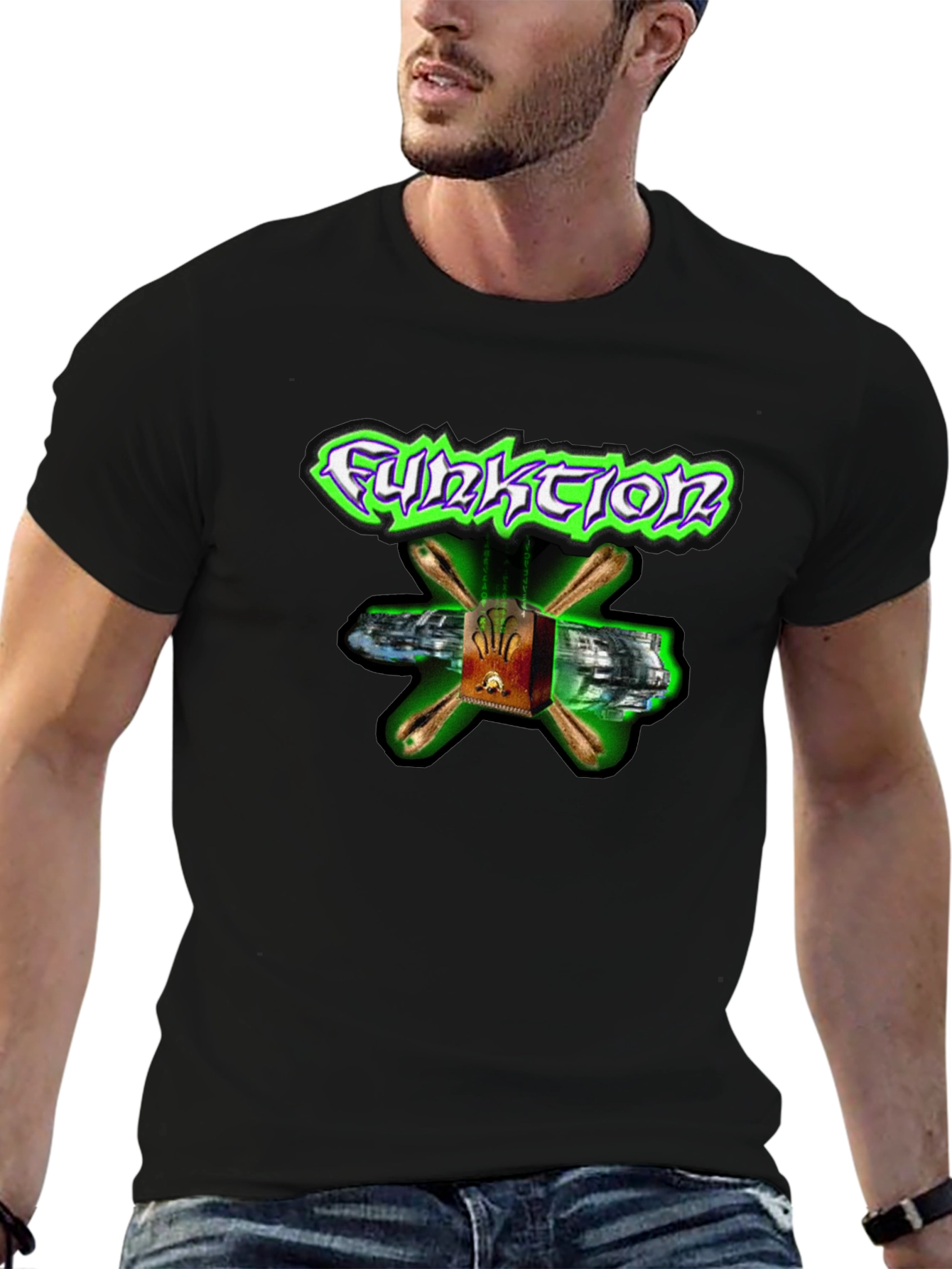 Funktion Black T-Shirt with Cool Graphic Design