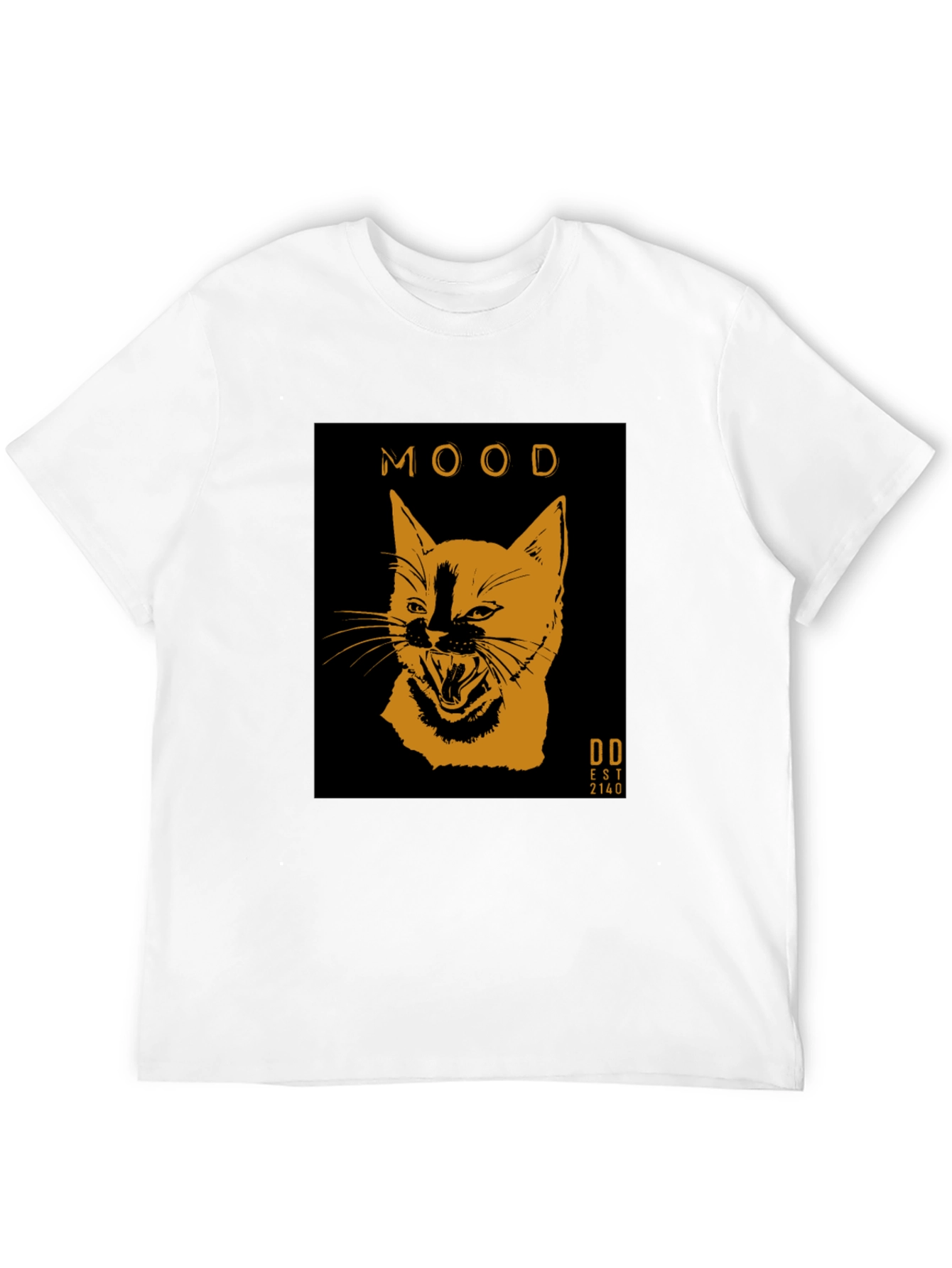 Mood Cat Graphic Tee - Trendy Black Cotton T-Shirt