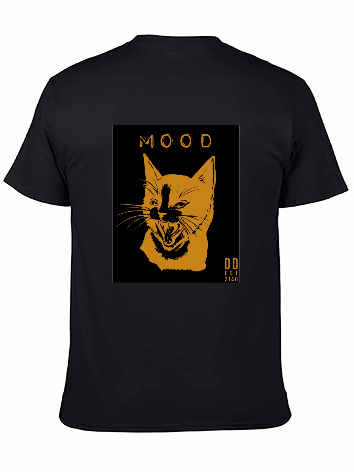 Mood Cat Graphic Tee - Trendy Black Cotton T-Shirt