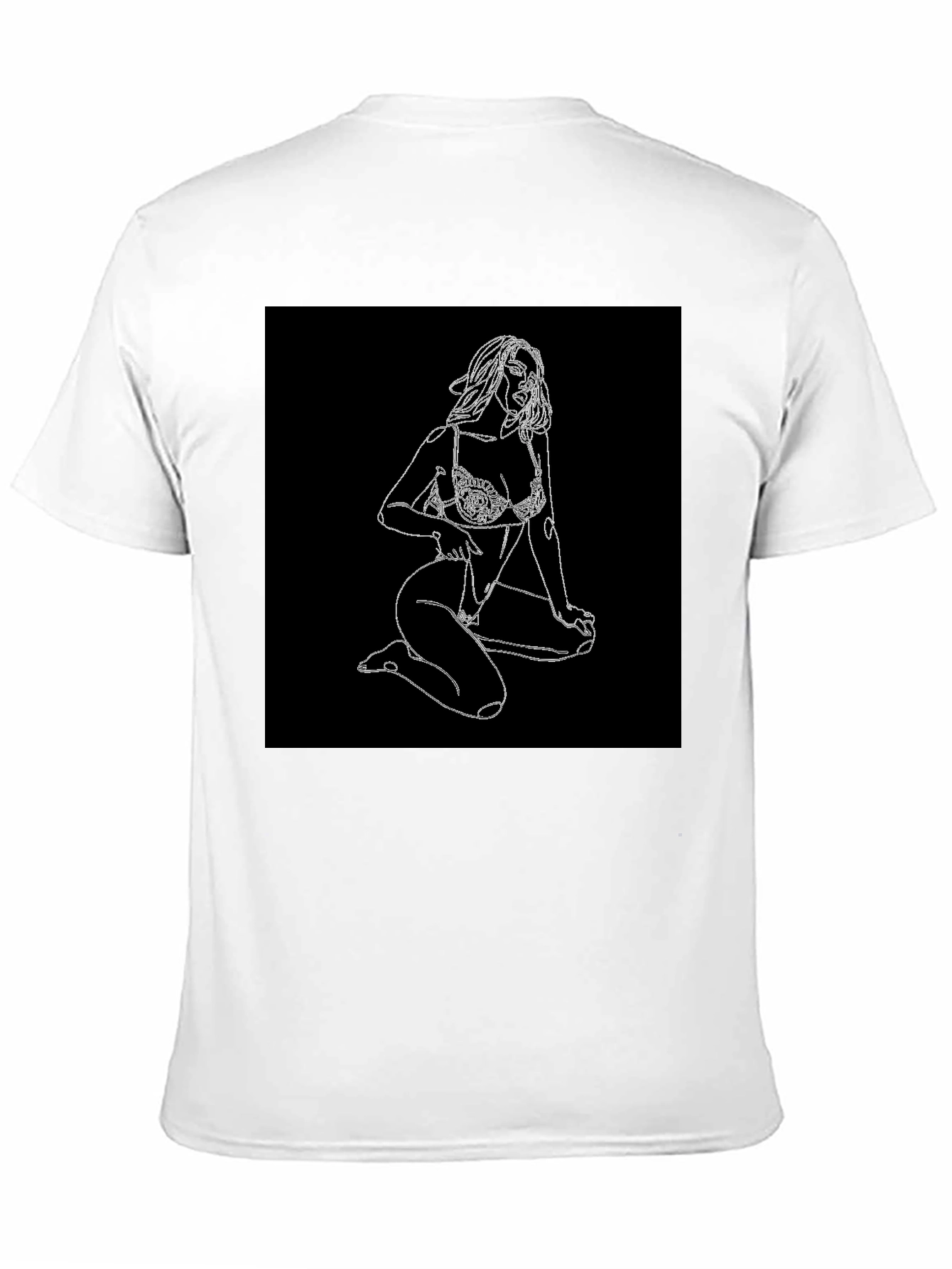 Black T-Shirt with Woman Sketch Graphic