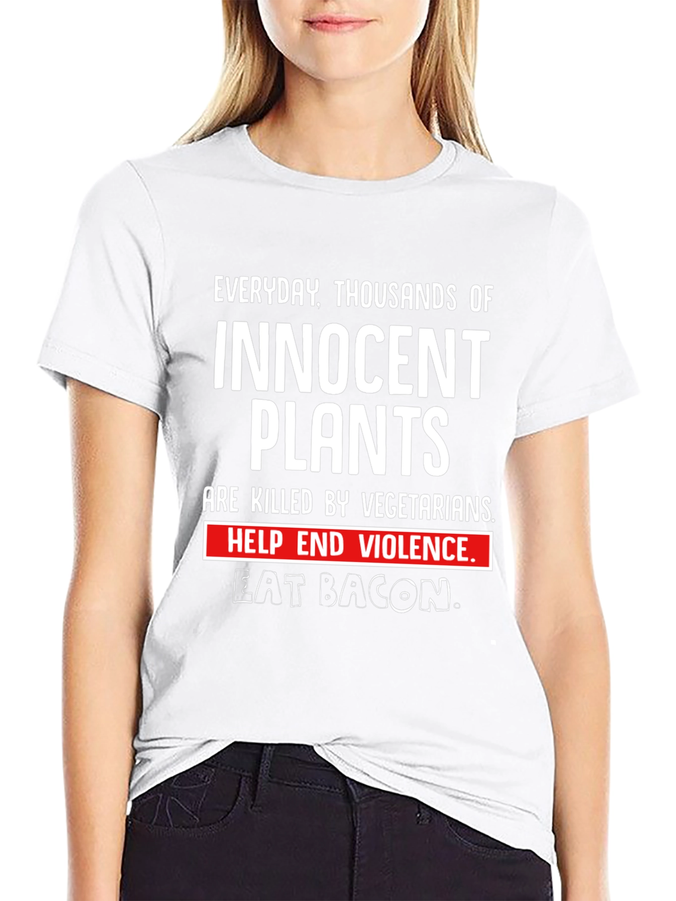 Innocent Plants Eat Bacon Graphic T-Shirt