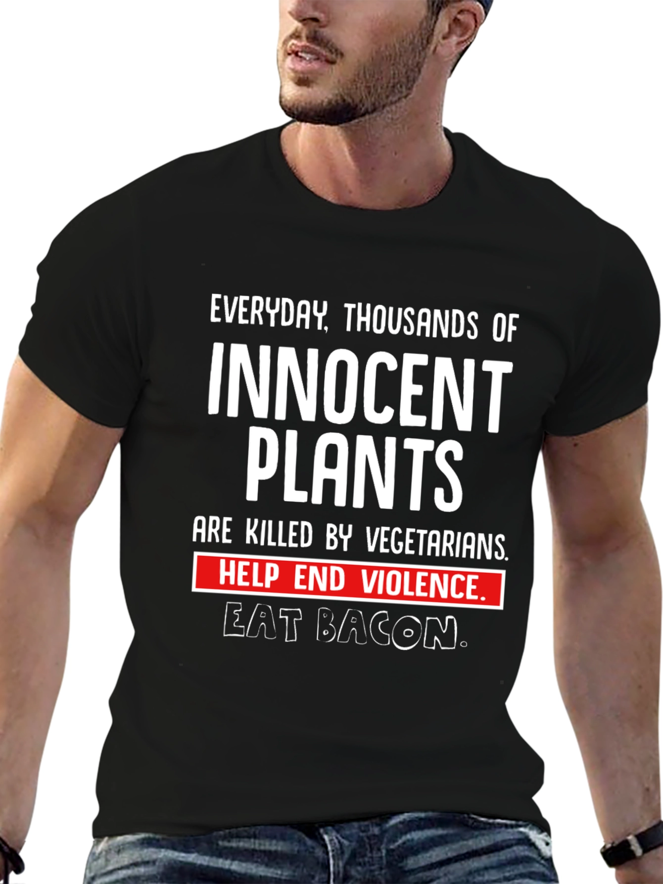 Innocent Plants Eat Bacon Graphic T-Shirt