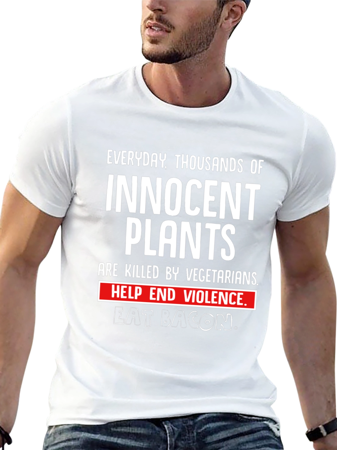 Innocent Plants Eat Bacon Graphic T-Shirt