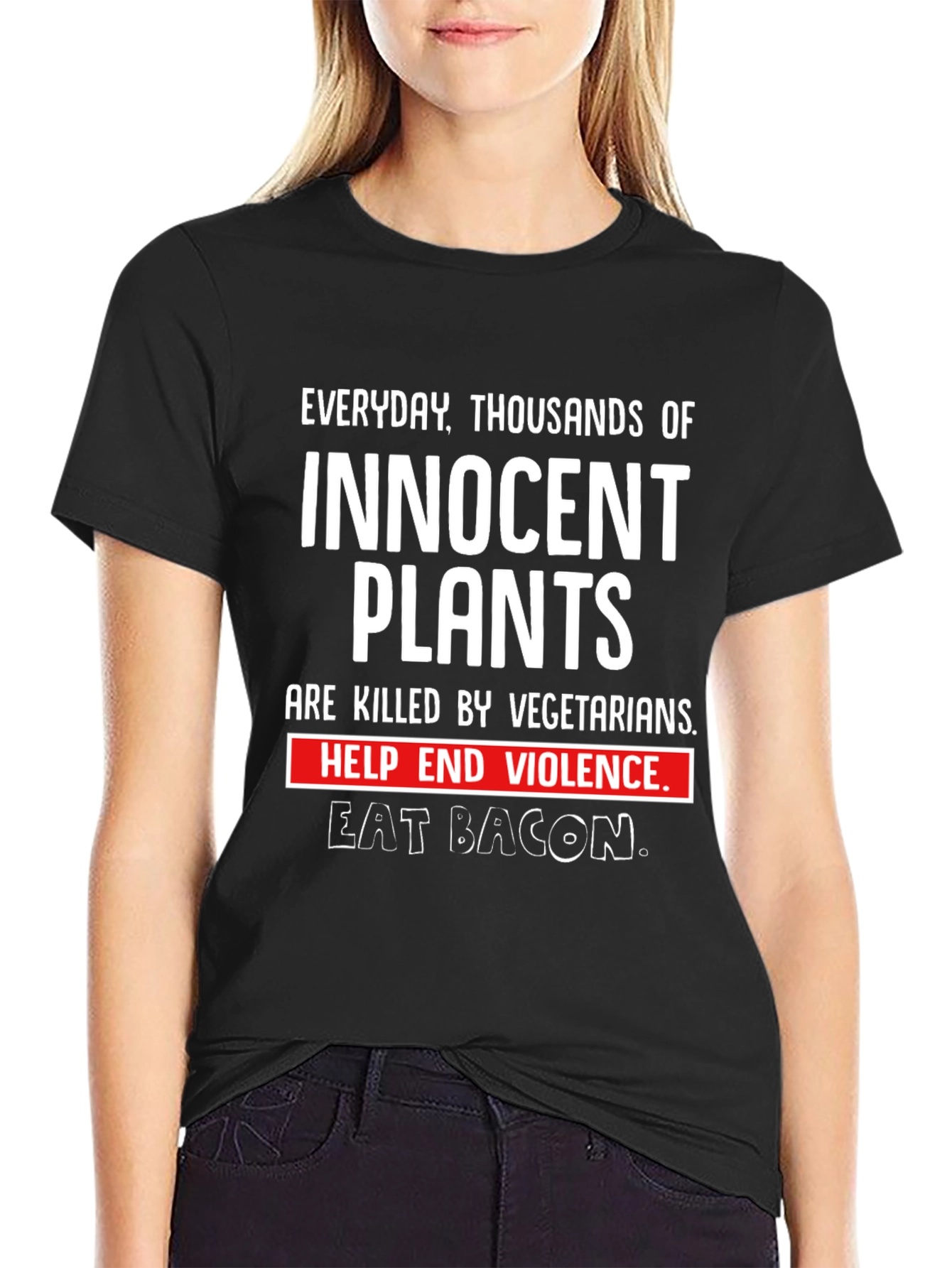 Innocent Plants Eat Bacon Graphic T-Shirt