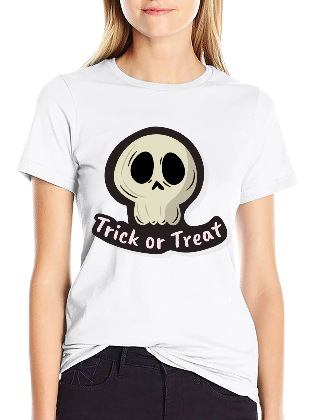 Halloween Skull Trick or Treat Black T-Shirt