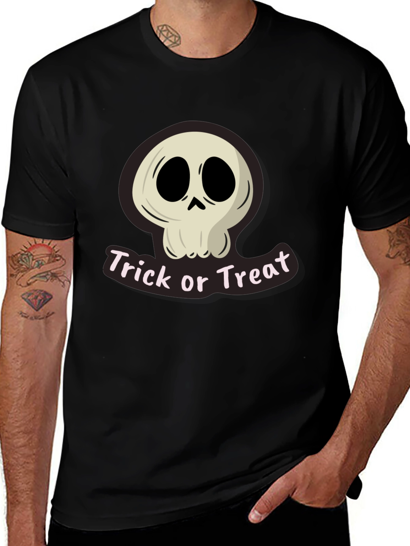 Halloween Skull Trick or Treat Black T-Shirt