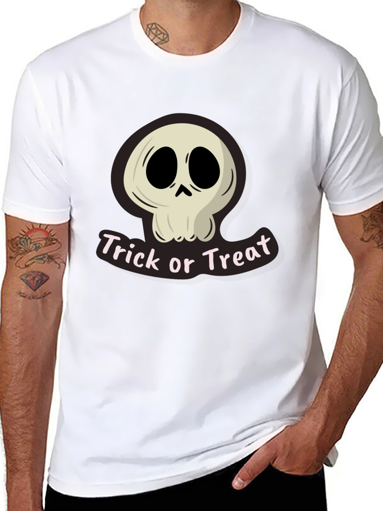 Halloween Skull Trick or Treat Black T-Shirt