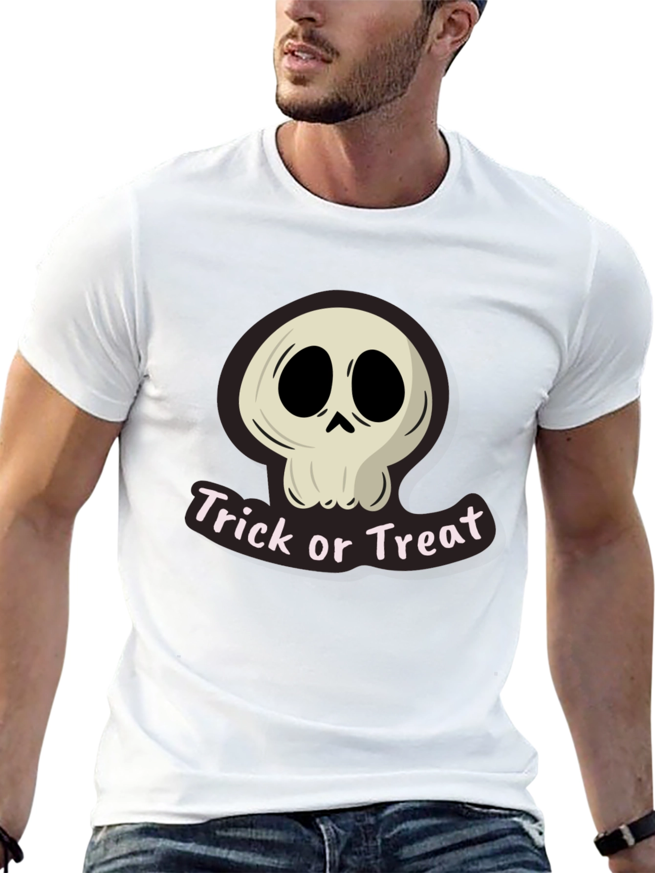 Halloween Skull Trick or Treat Black T-Shirt