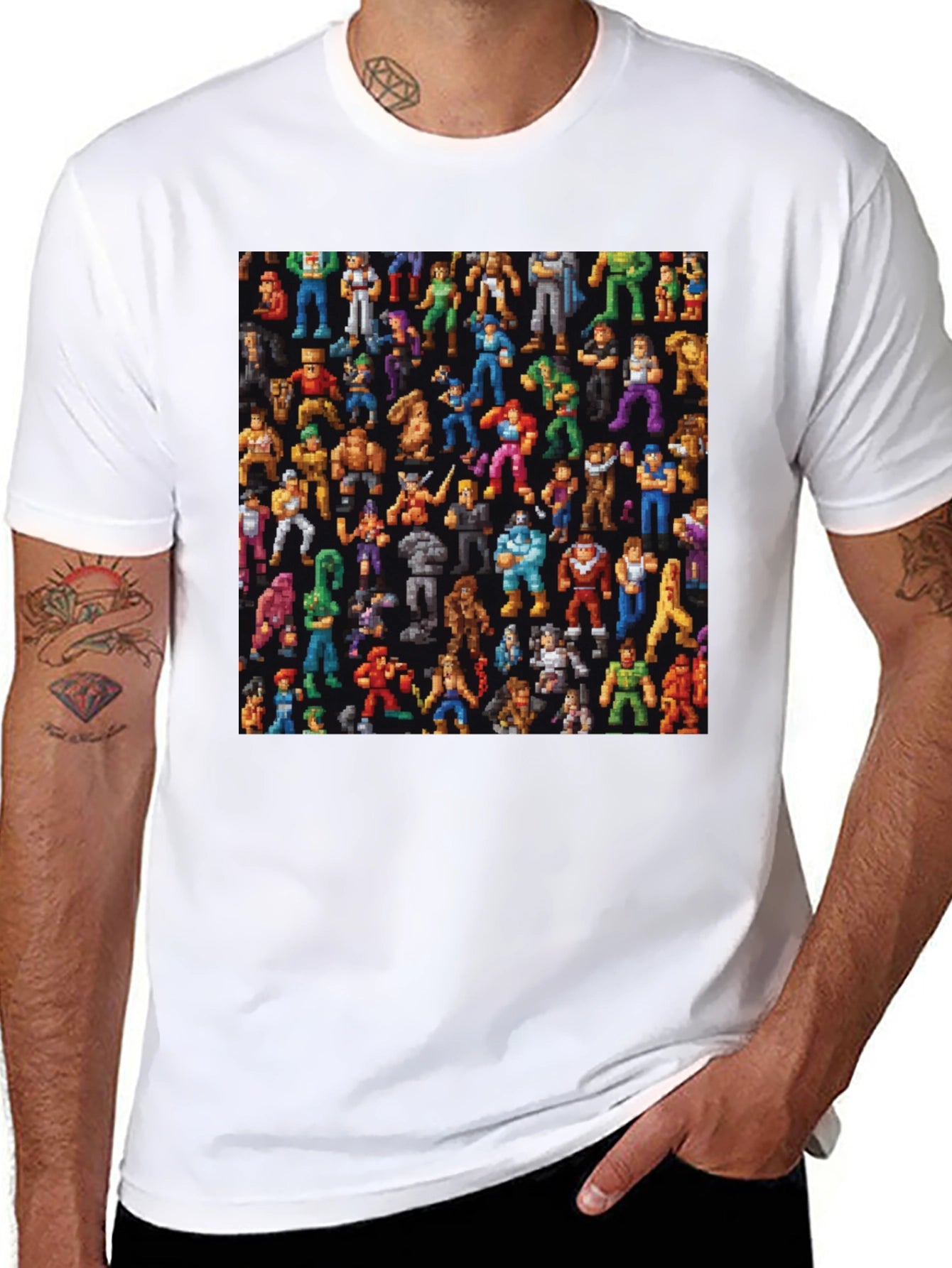 Retro Video Game Character Black T-Shirt