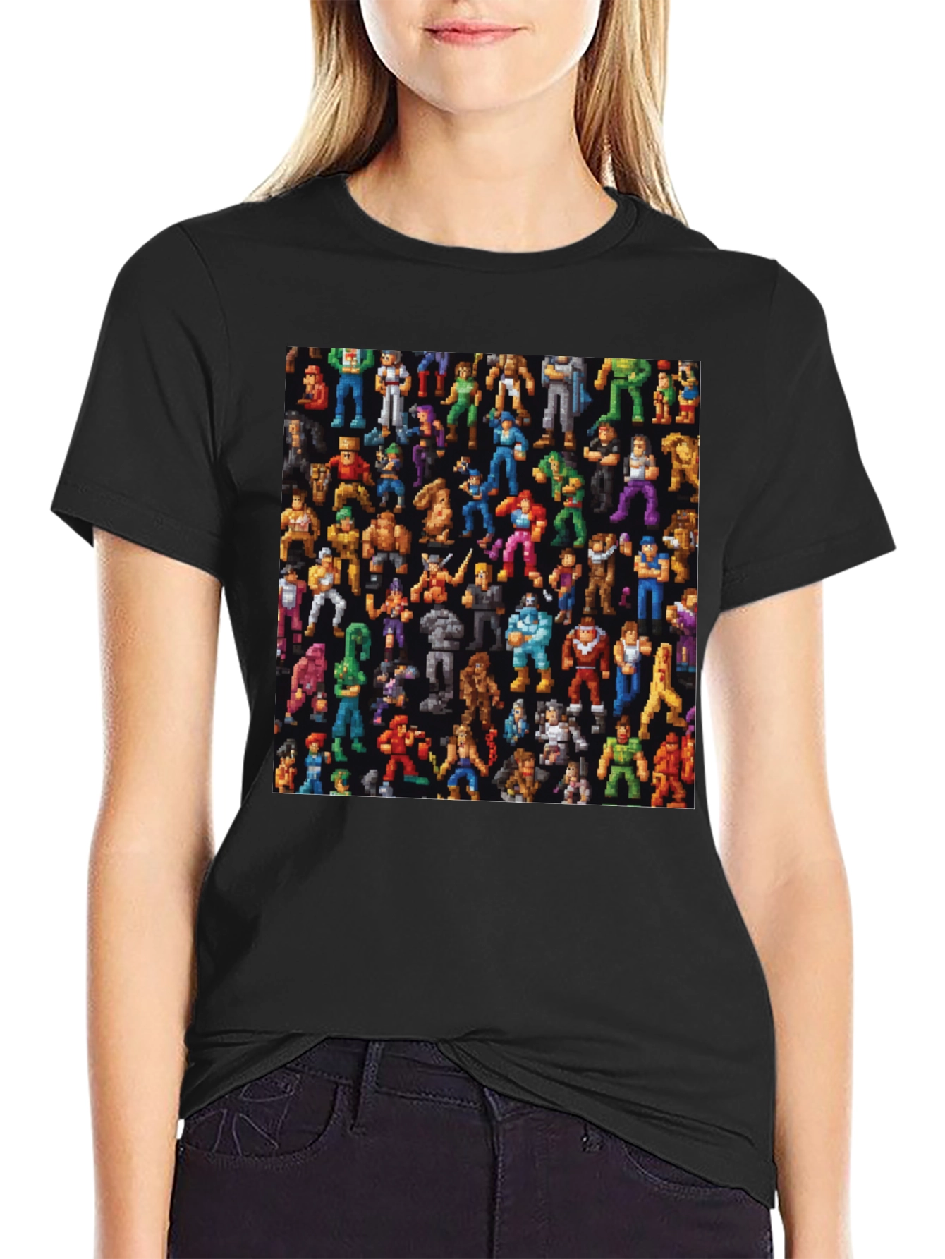 Retro Video Game Character Black T-Shirt