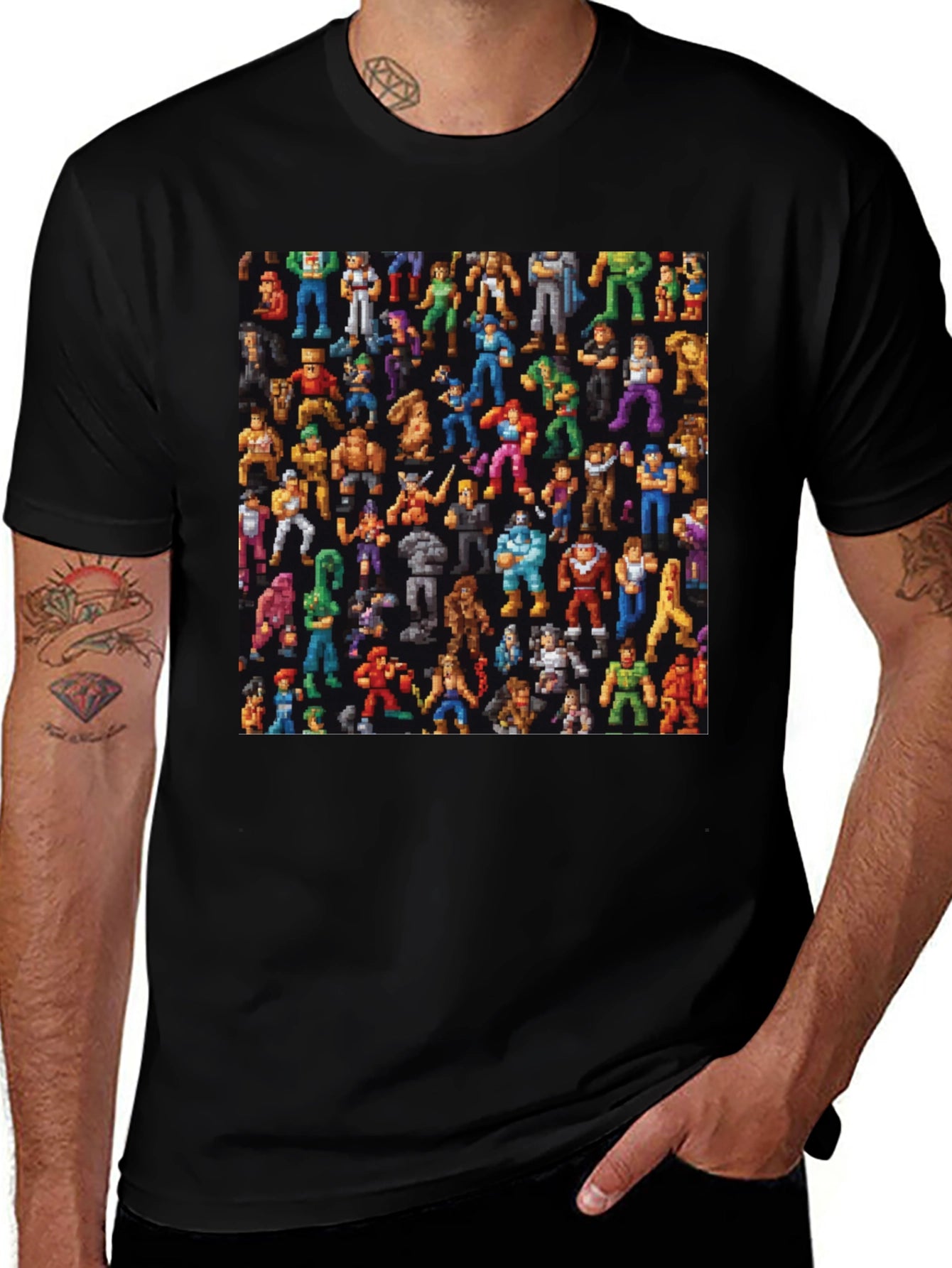 Retro Video Game Character Black T-Shirt