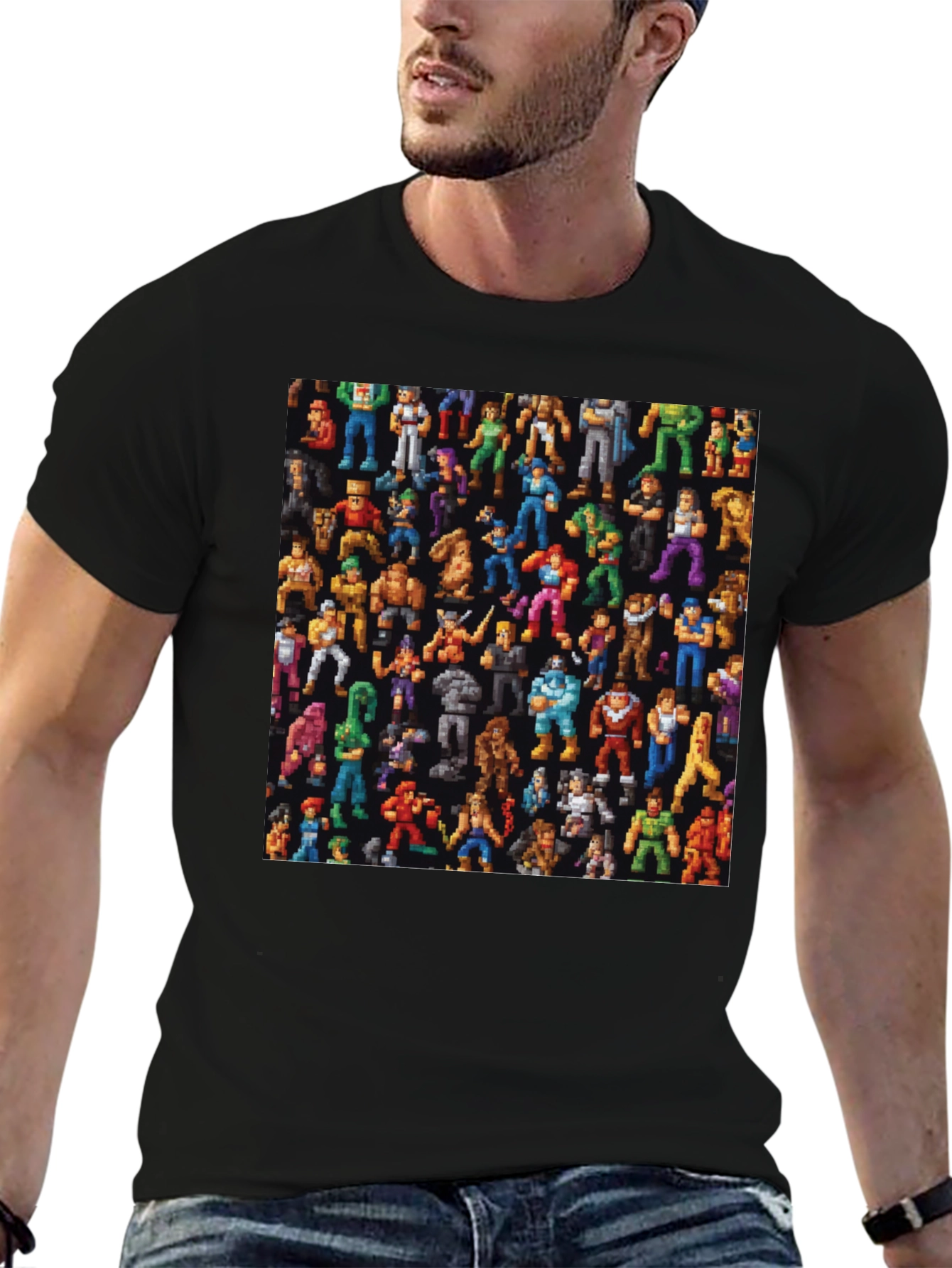 Retro Video Game Character Black T-Shirt