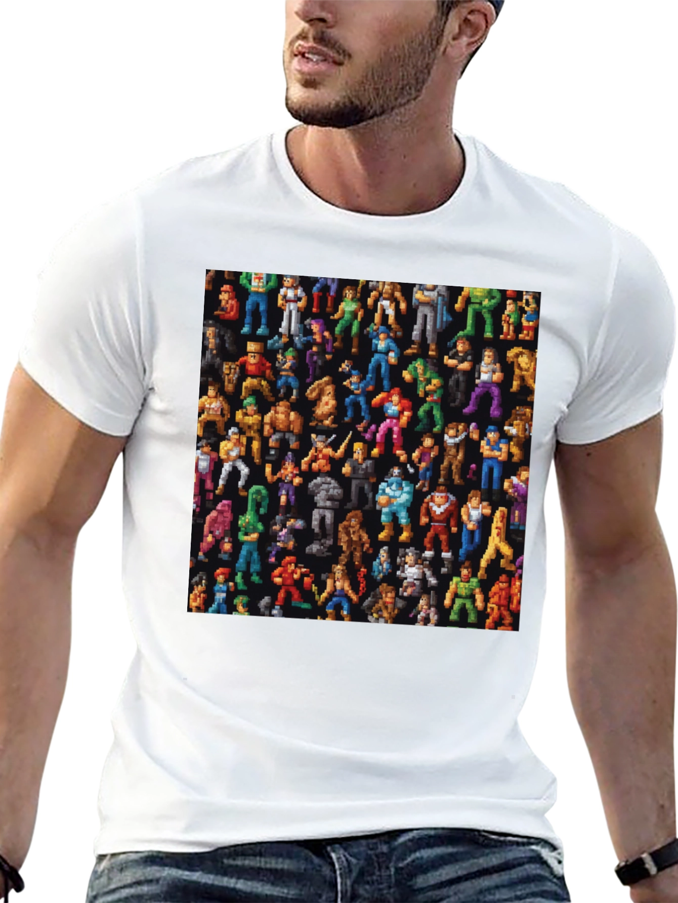Retro Video Game Character Black T-Shirt