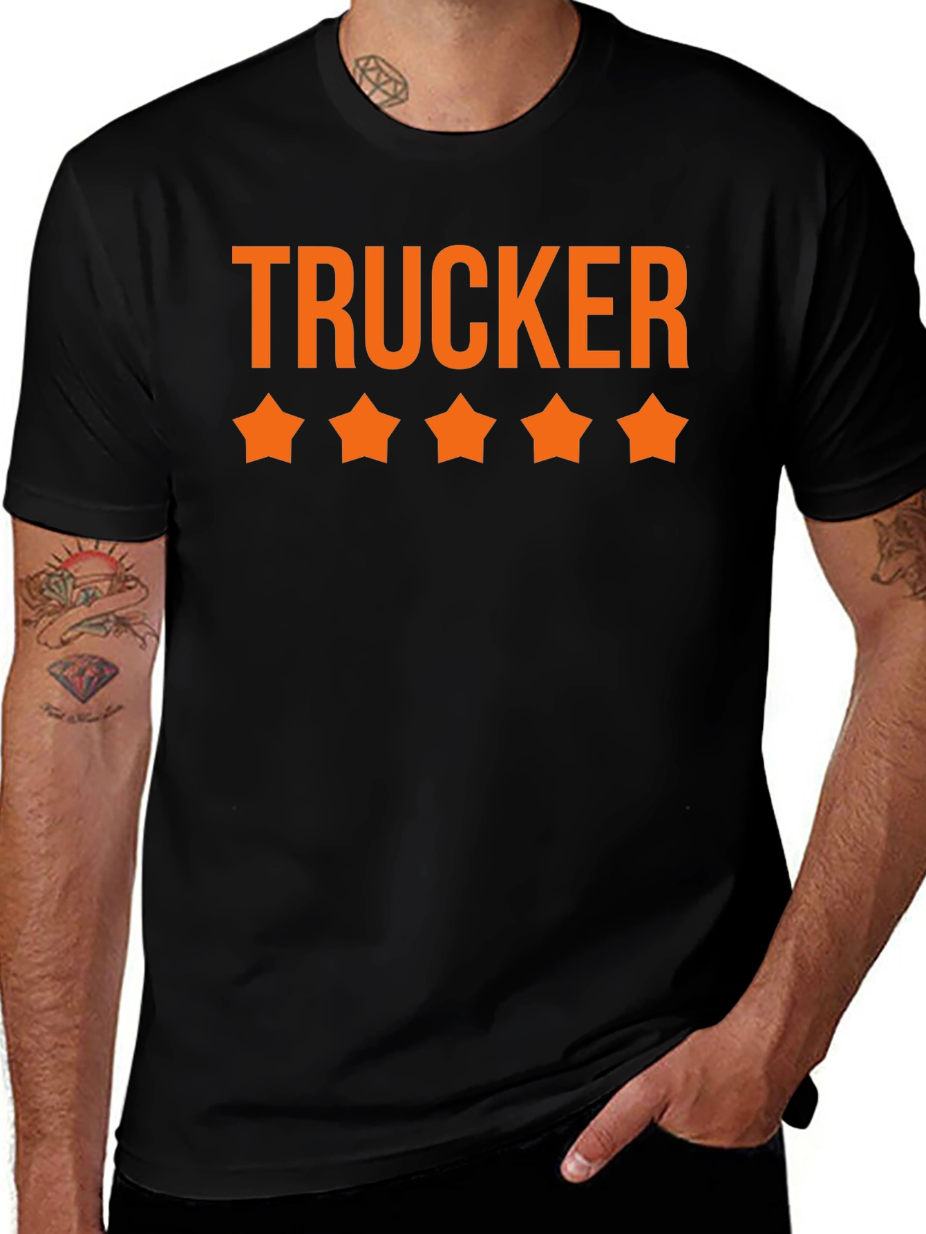 Trucker Five Star T-Shirt - Black