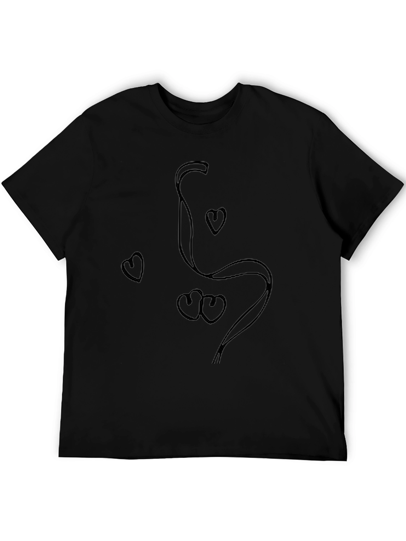 Heart Doodle Graphic Black T-Shirt