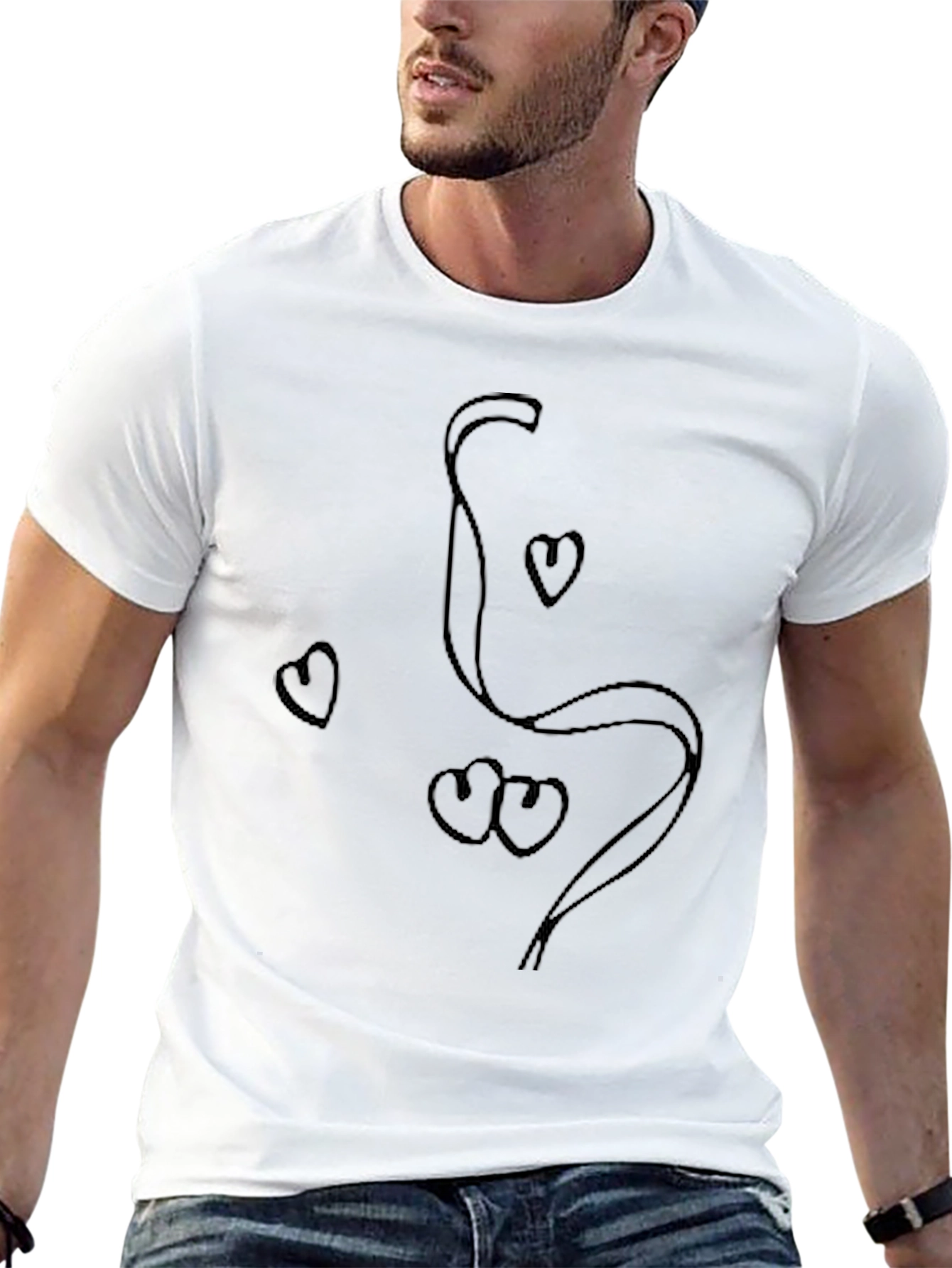Heart Doodle Graphic Black T-Shirt
