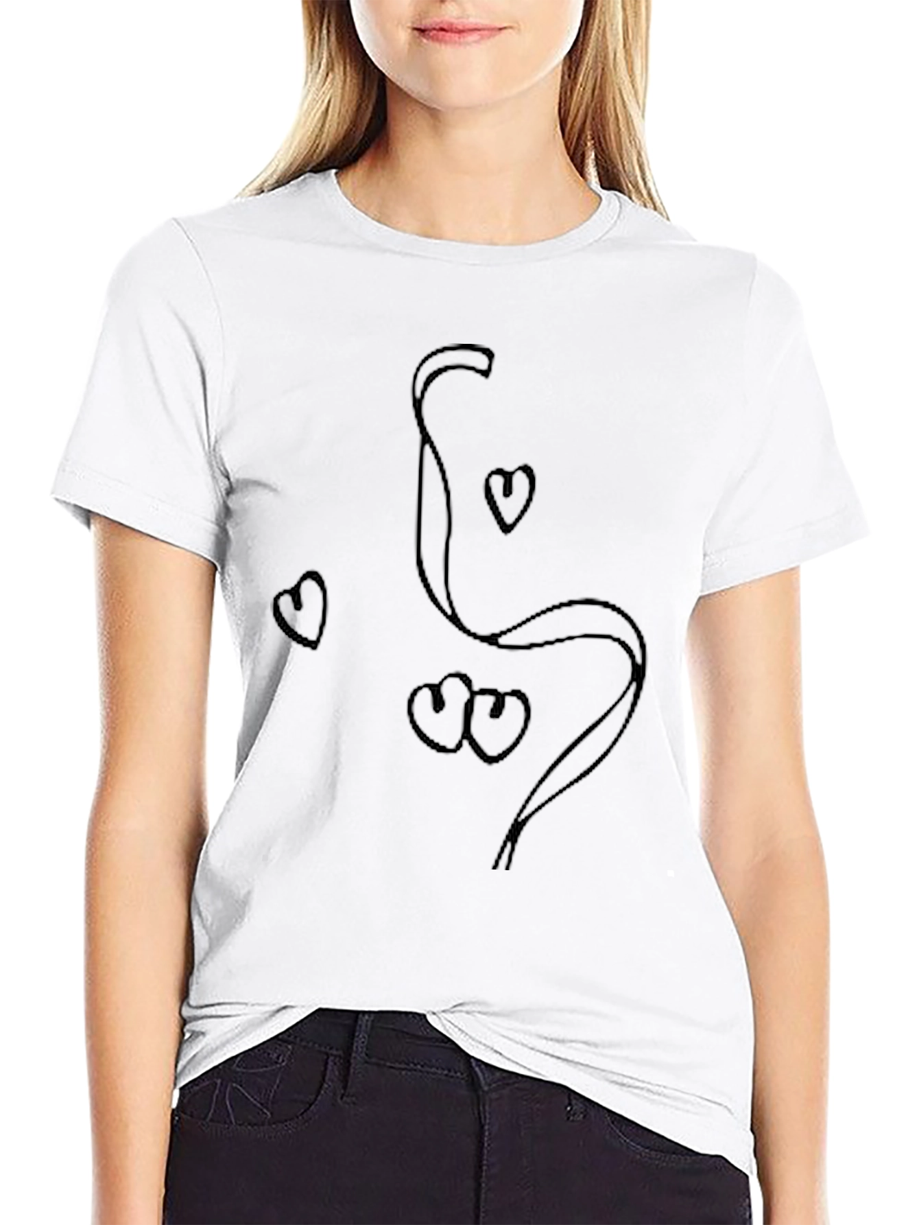 Heart Doodle Graphic Black T-Shirt