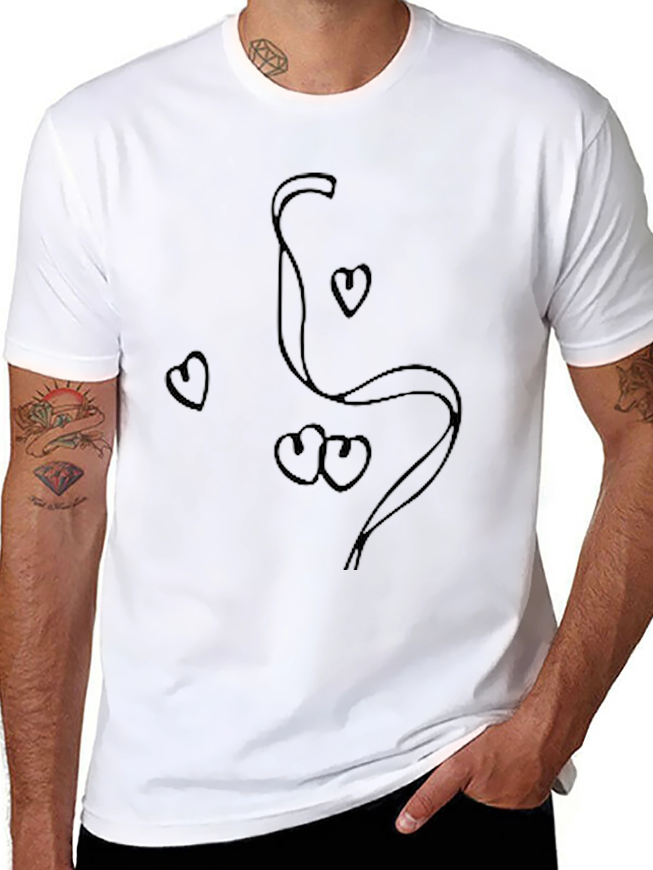 Heart Doodle Graphic Black T-Shirt