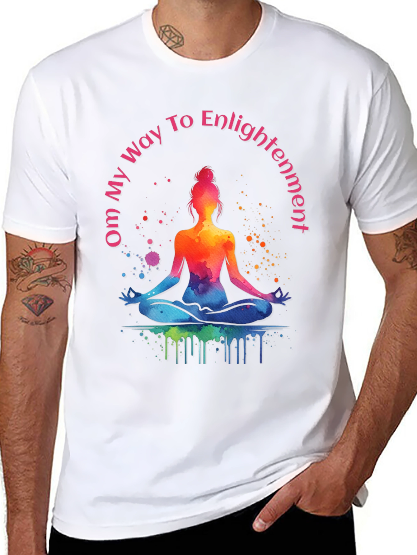 Om Way To Enlightenment T-Shirt - Meditating Yoga Tee