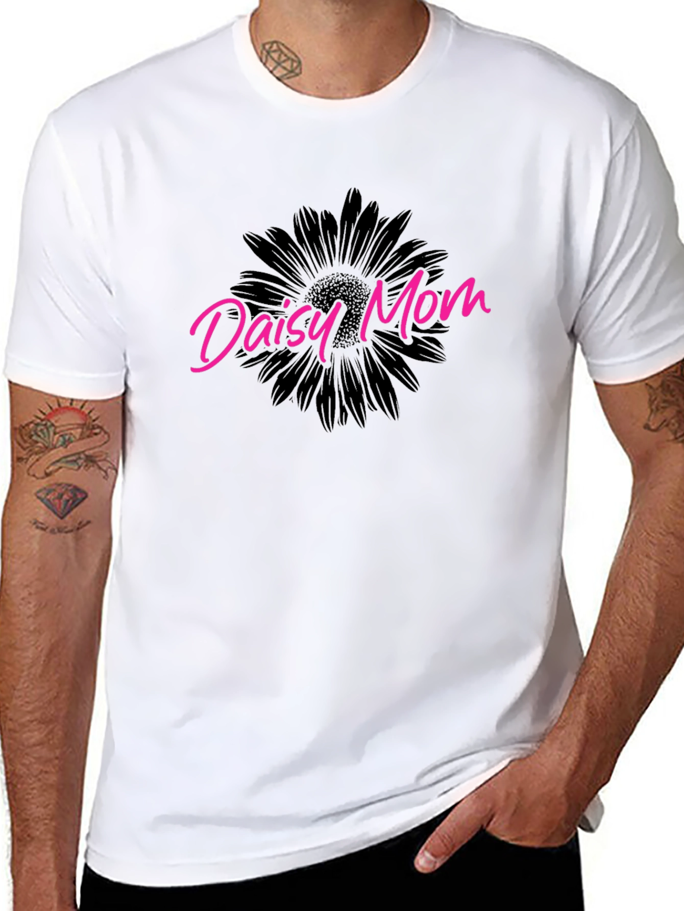 Daisy Mom T-Shirt - Black Floral Tee