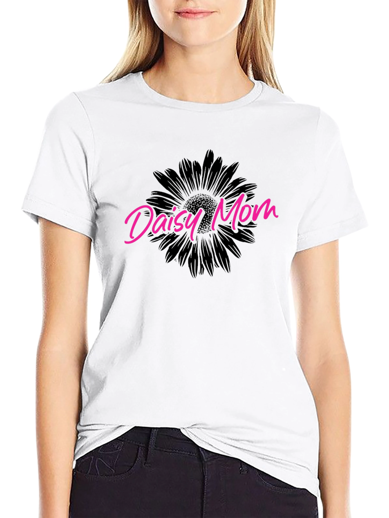 Daisy Mom T-Shirt - Black Floral Tee