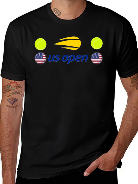 US Open Tennis Graphic Tee - Black Cotton T-Shirt