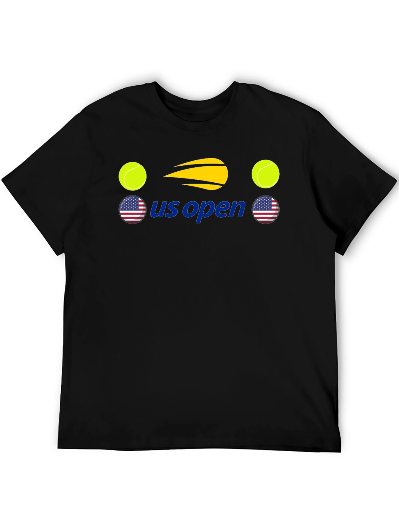 US Open Tennis Graphic Tee - Black Cotton T-Shirt