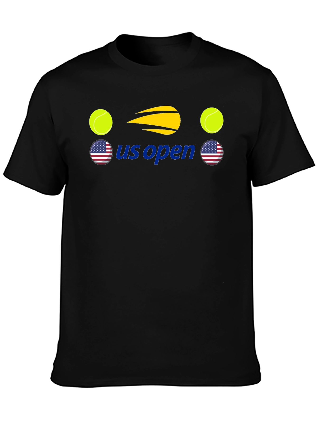 US Open Tennis Graphic Tee - Black Cotton T-Shirt