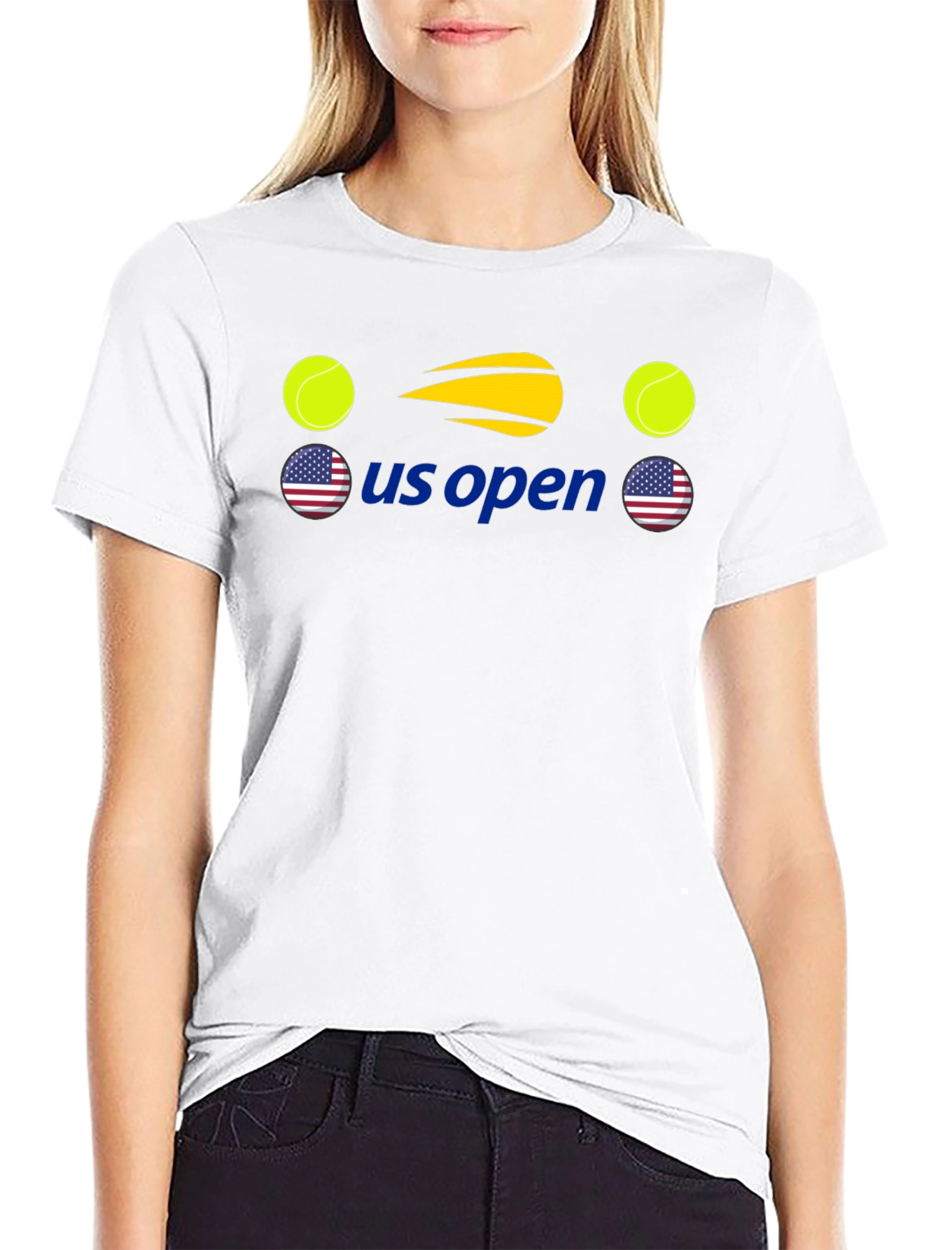 US Open Tennis Graphic Tee - Black Cotton T-Shirt