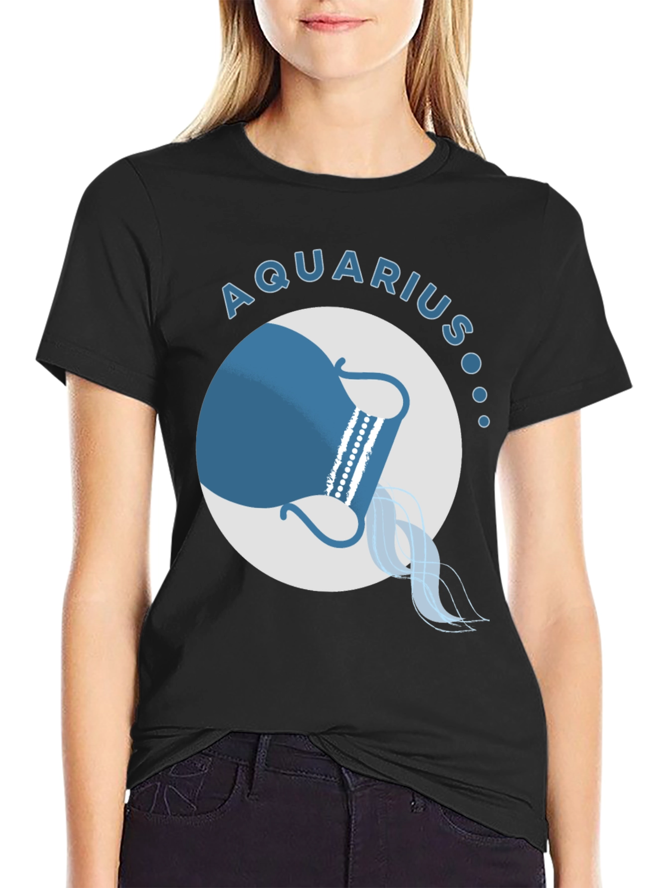 Aquarius Zodiac Sign Black T-Shirt