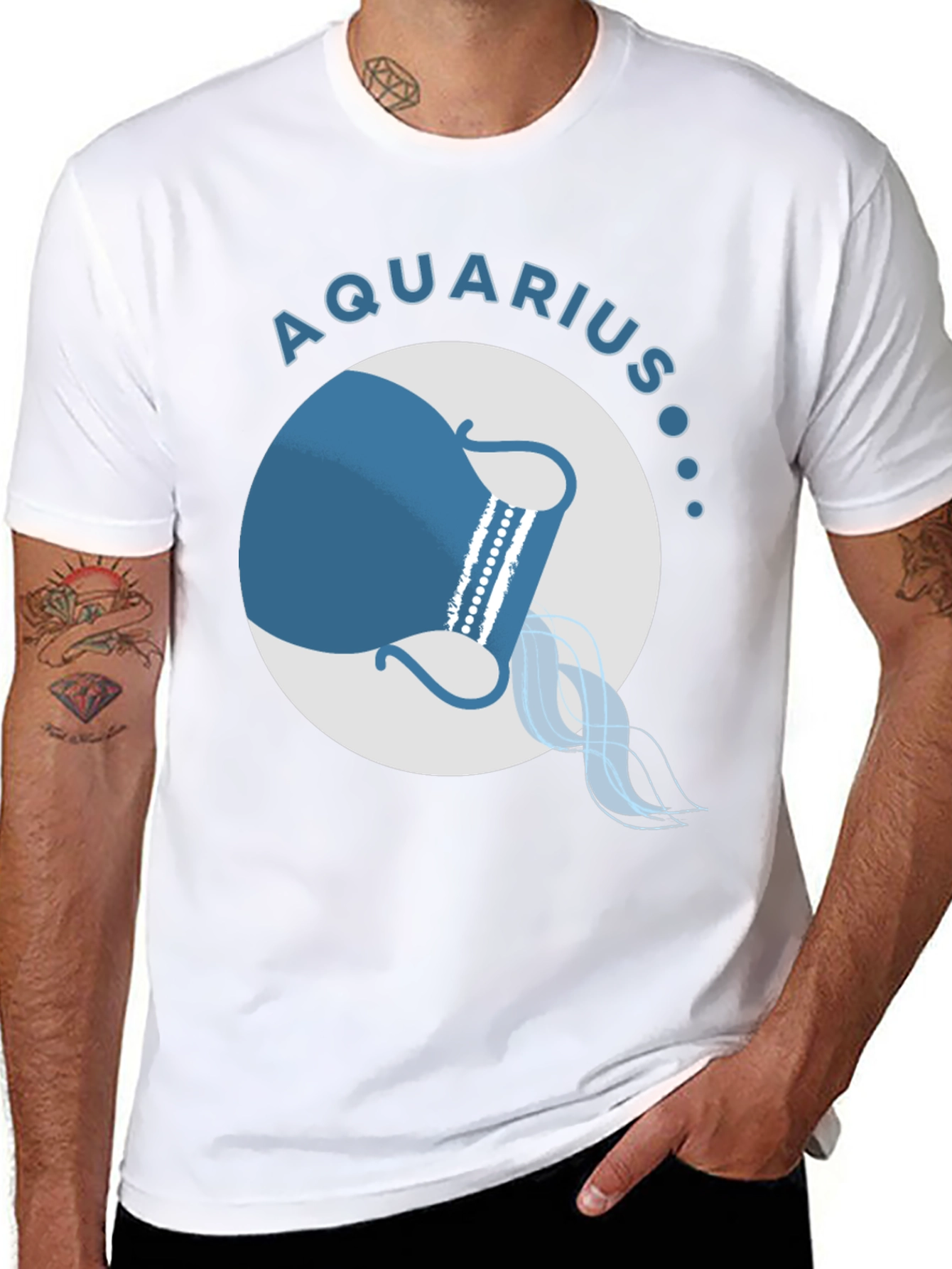 Aquarius Zodiac Sign Black T-Shirt