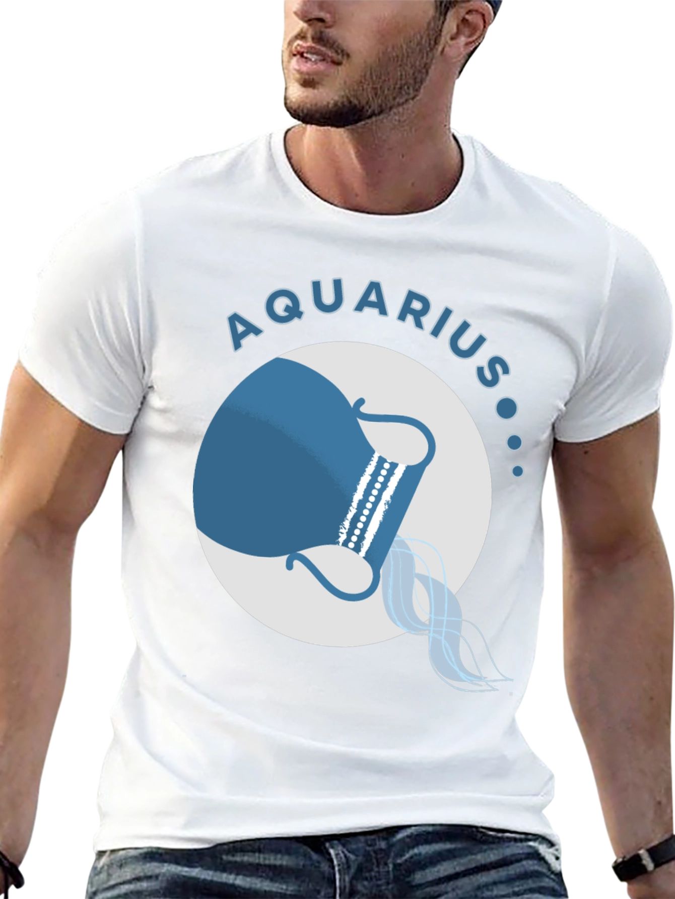 Aquarius Zodiac Sign Black T-Shirt