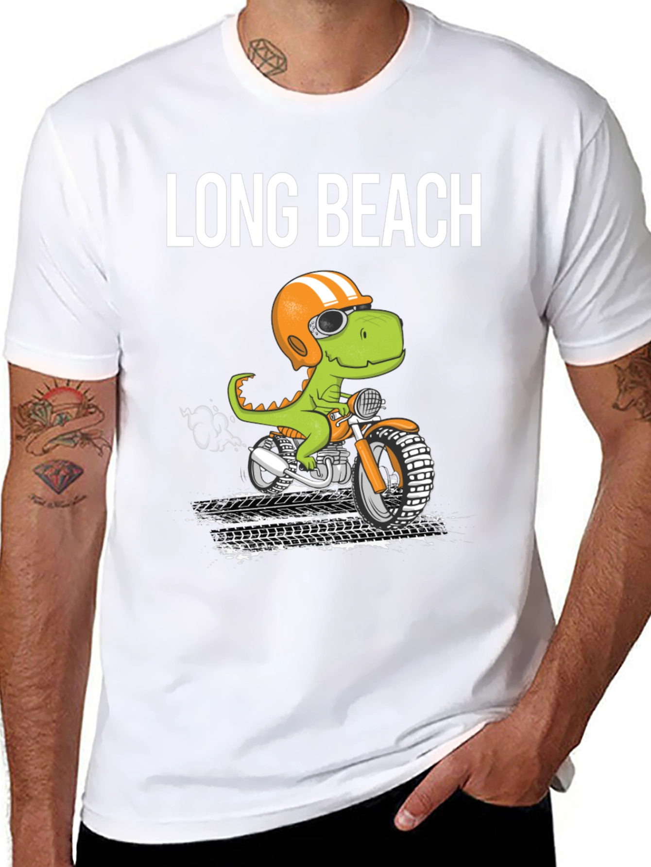 Long Beach Dino Motorcycle T-Shirt