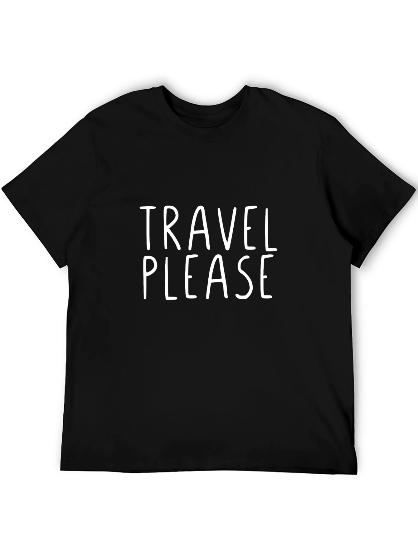 Travel Please Black T-Shirt | Crew Neck Tee