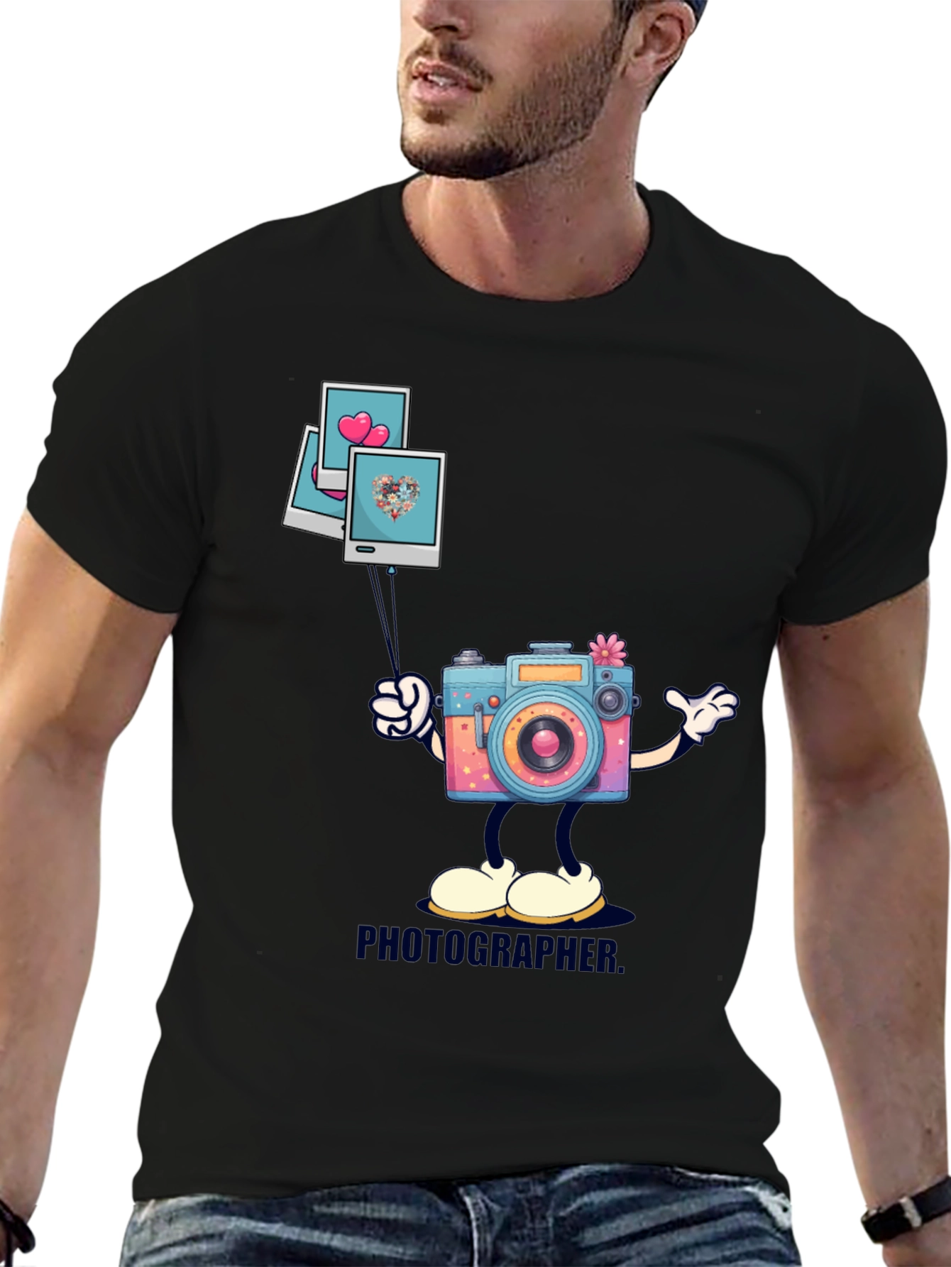 Cartoon Camera Graphic T-Shirt