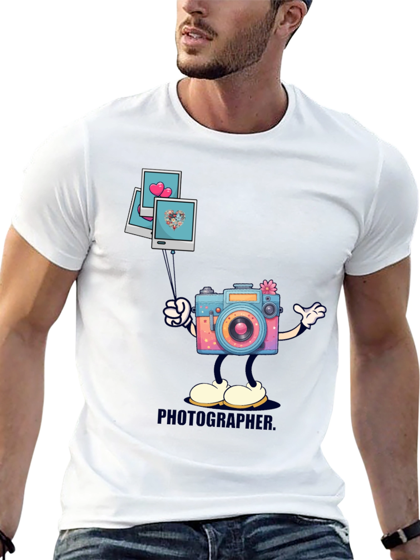 Cartoon Camera Graphic T-Shirt