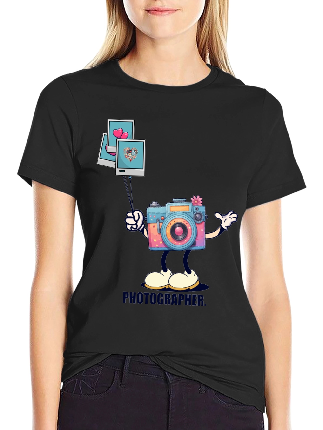 Cartoon Camera Graphic T-Shirt